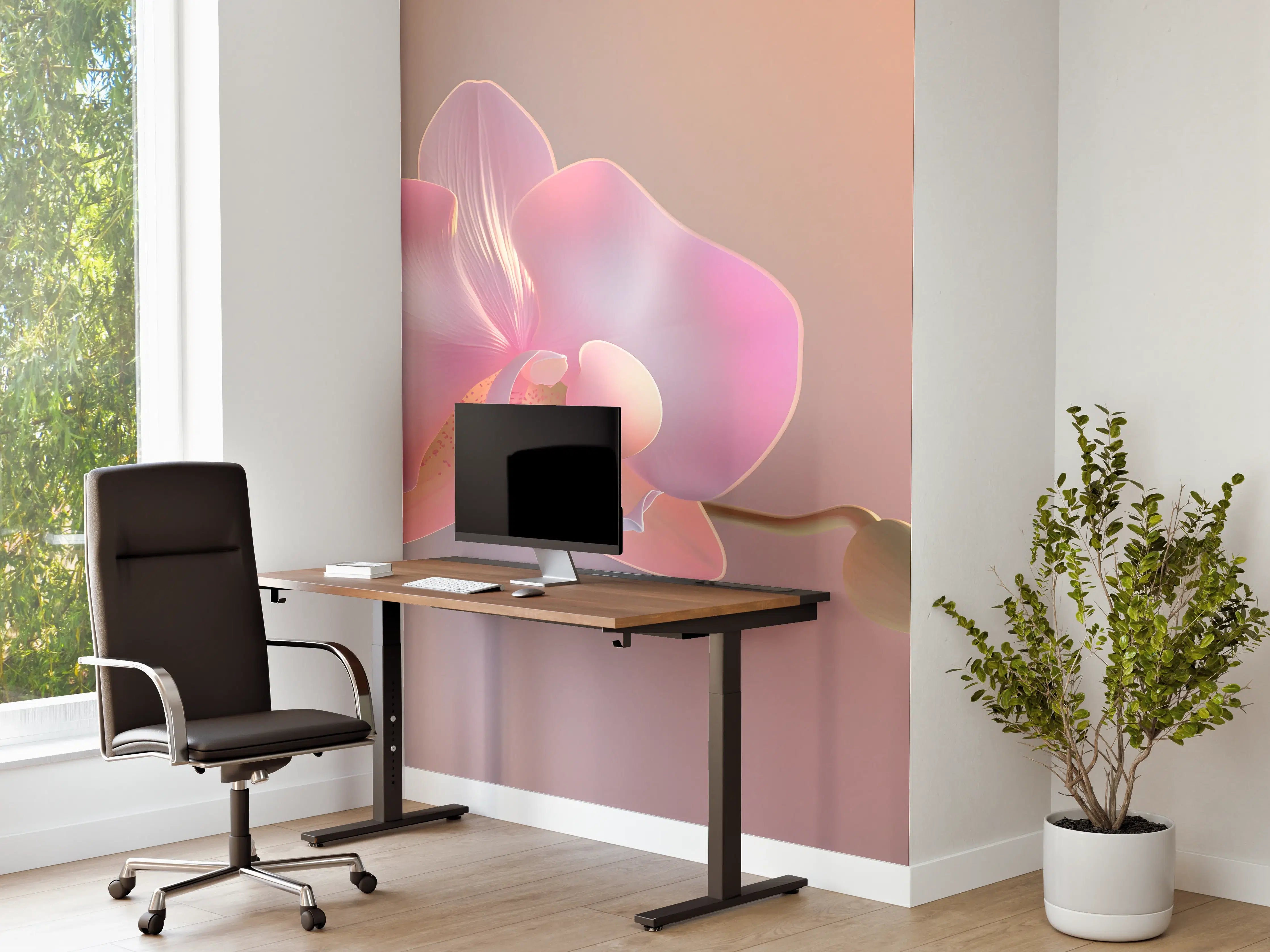 Büro Wandgestaltung - Rosa Orchidee Pastellhintergrund