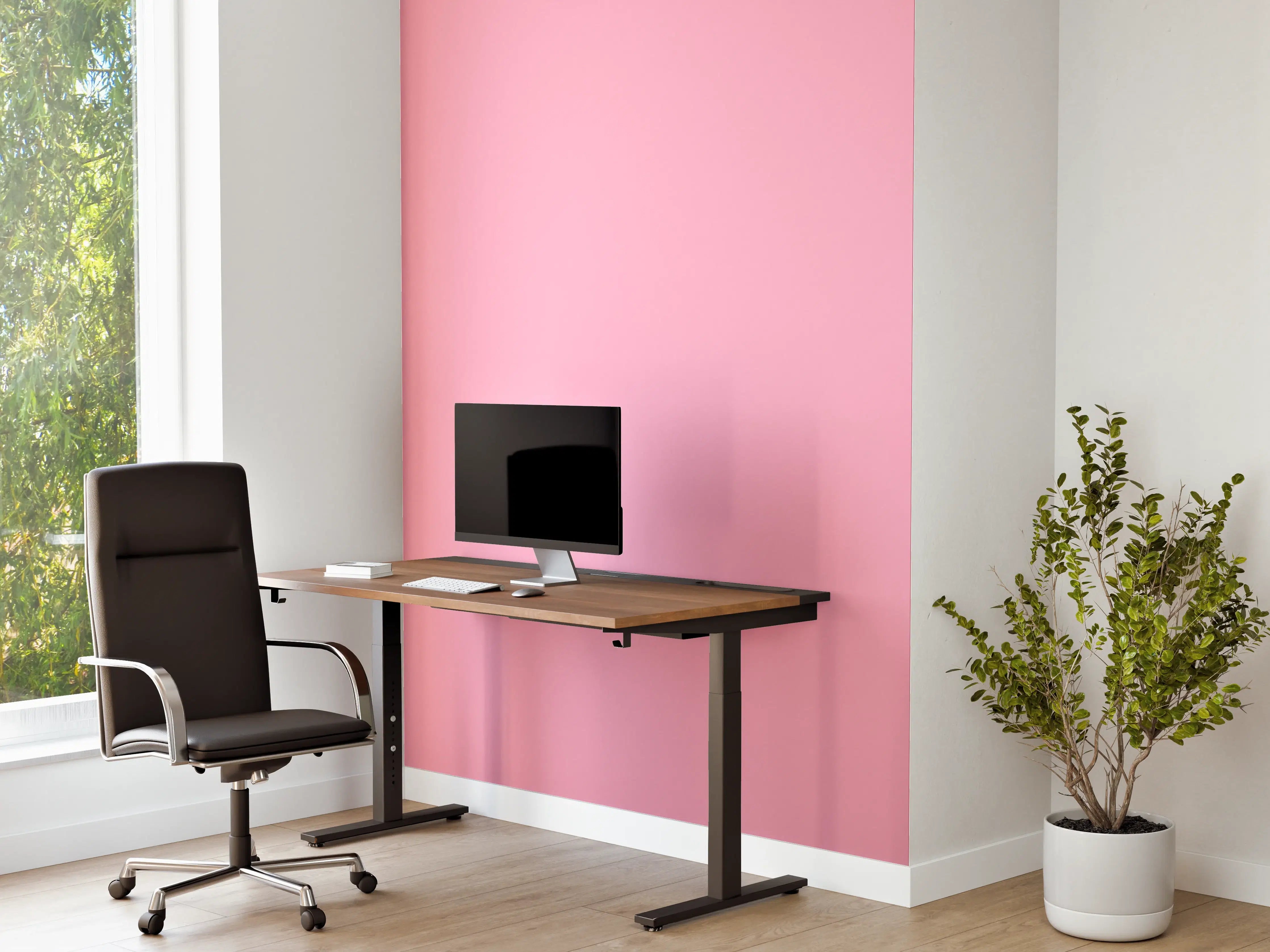 Büro Wandgestaltung - Rosa Orchideen auf Pink
