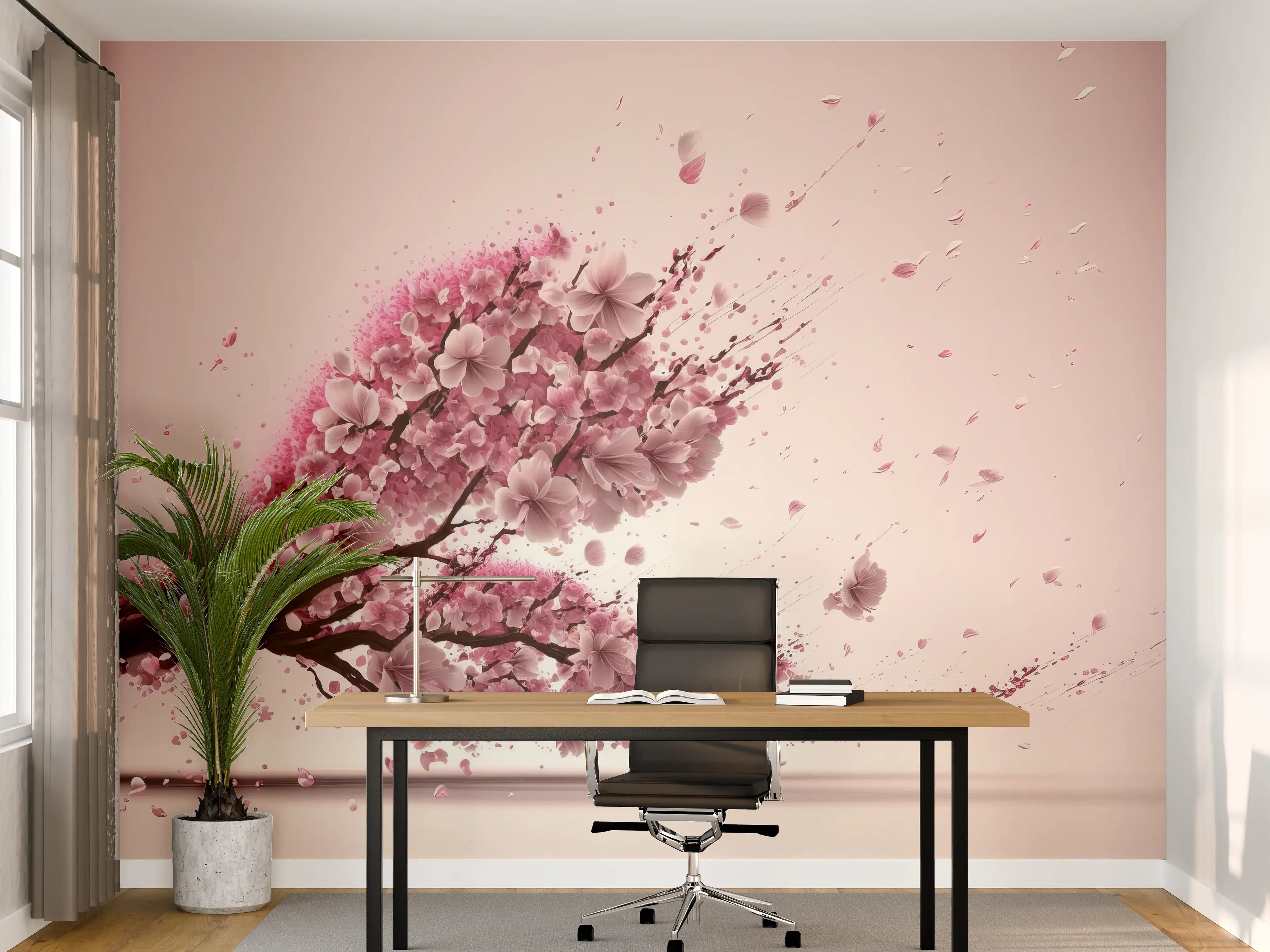 Büro Wandgestaltung - Rosa Sakura Kirschblütenzweig