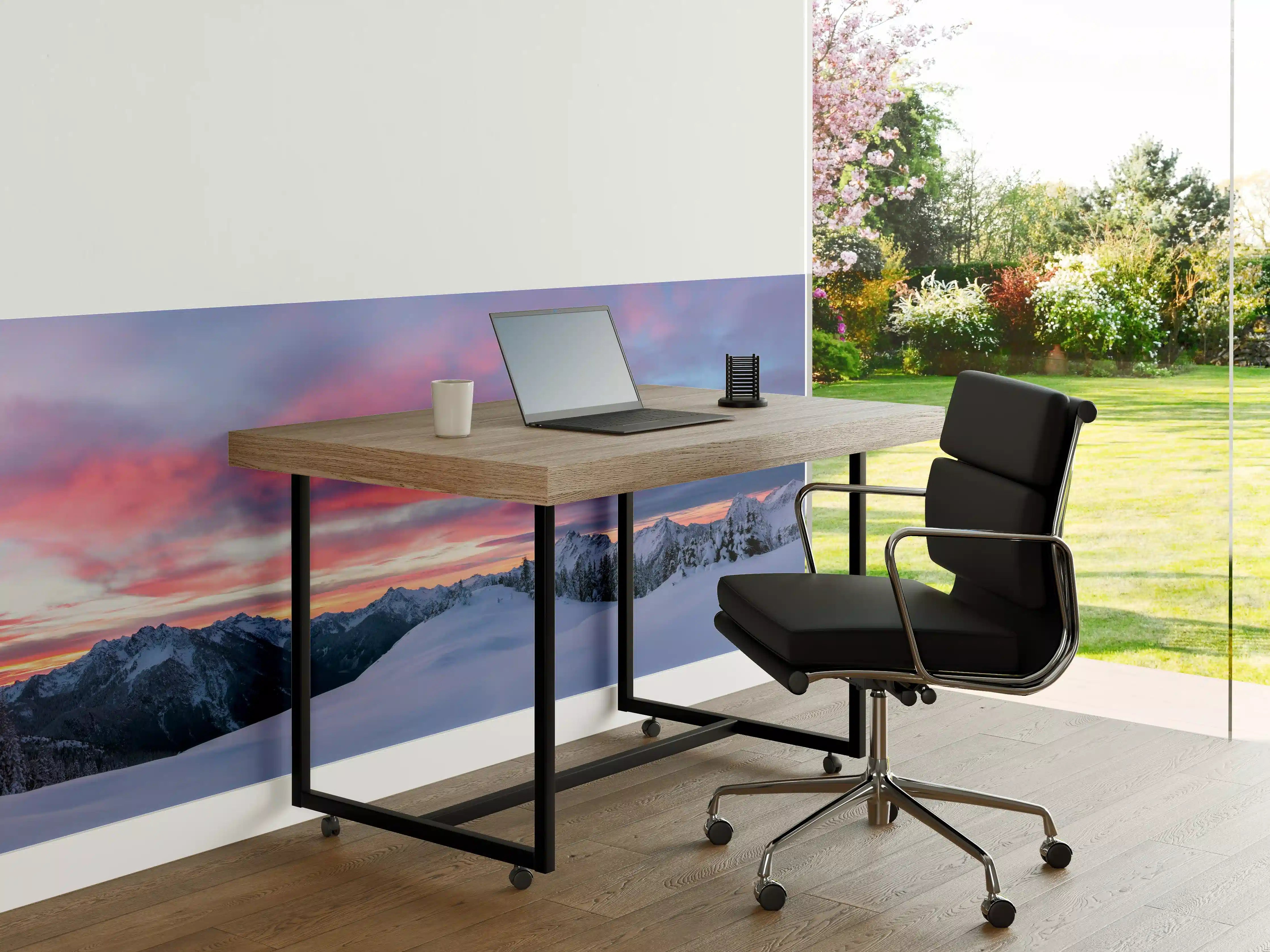 Büro Wandgestaltung - Rosa Sonnenuntergang Bergpanorama