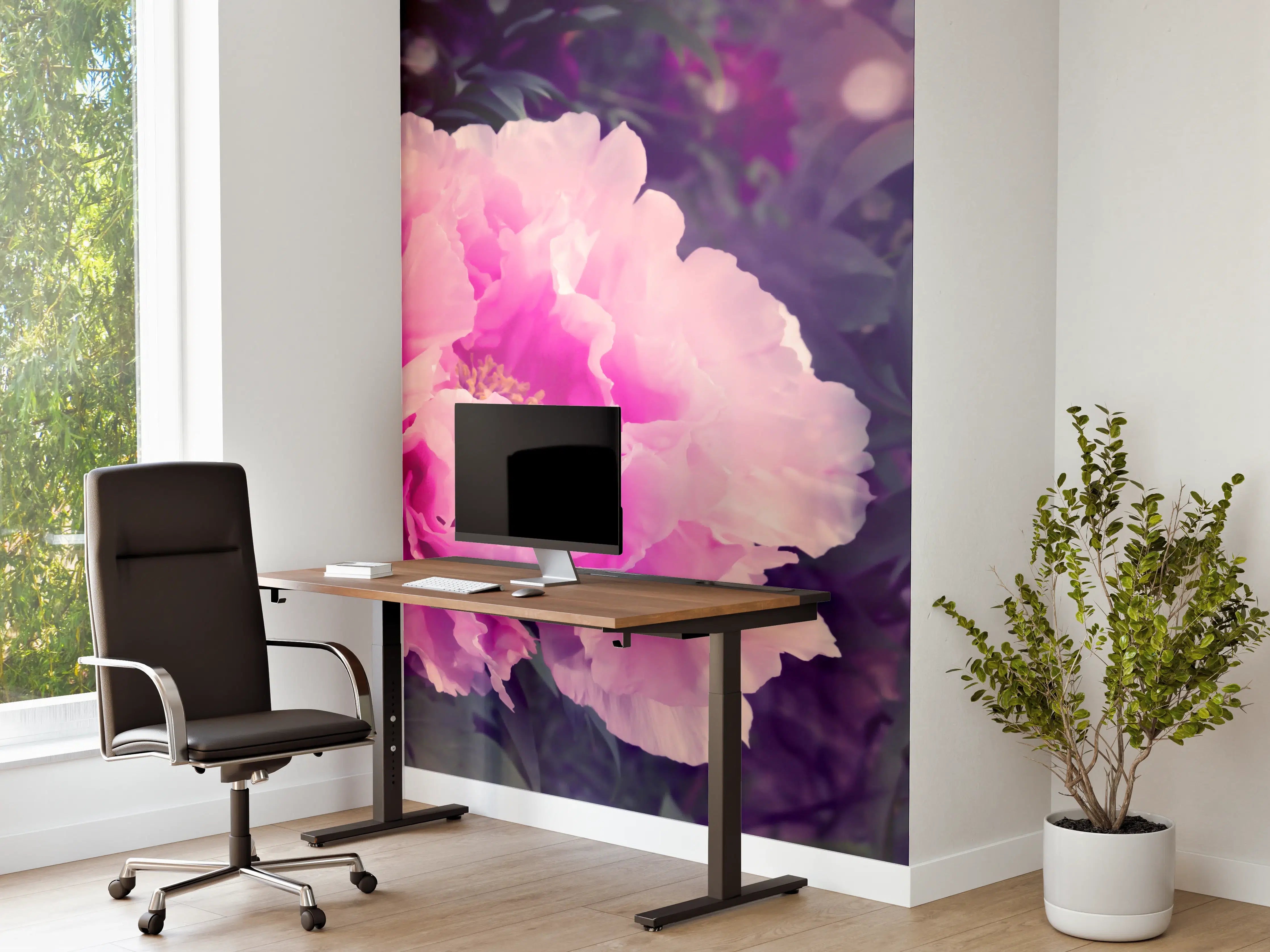 Büro Wandgestaltung - Rosa-Weiße Pfingstrosen