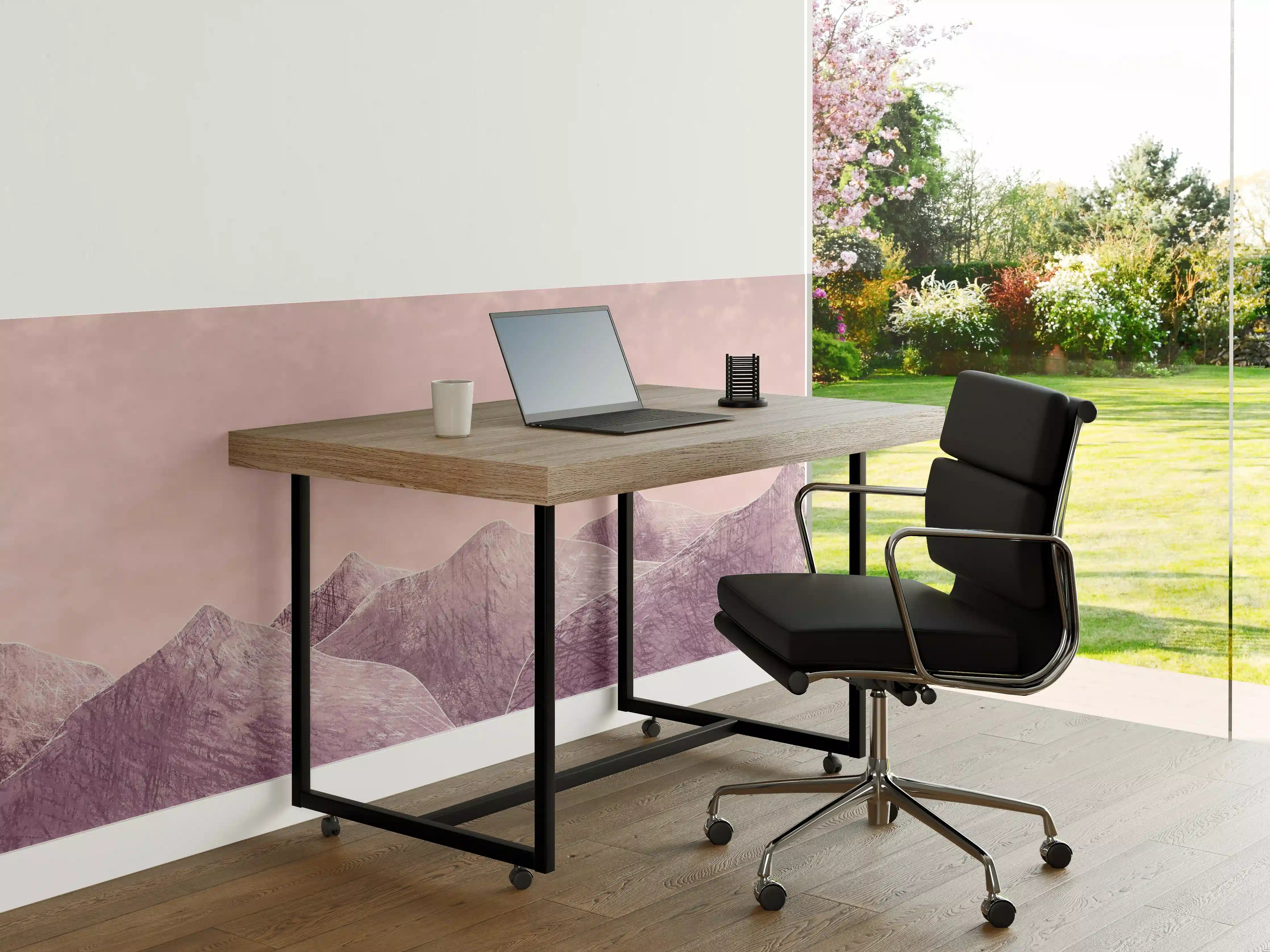 Büro Wandgestaltung - Rosa-lilane Berglandschaft - Kunstmalerei