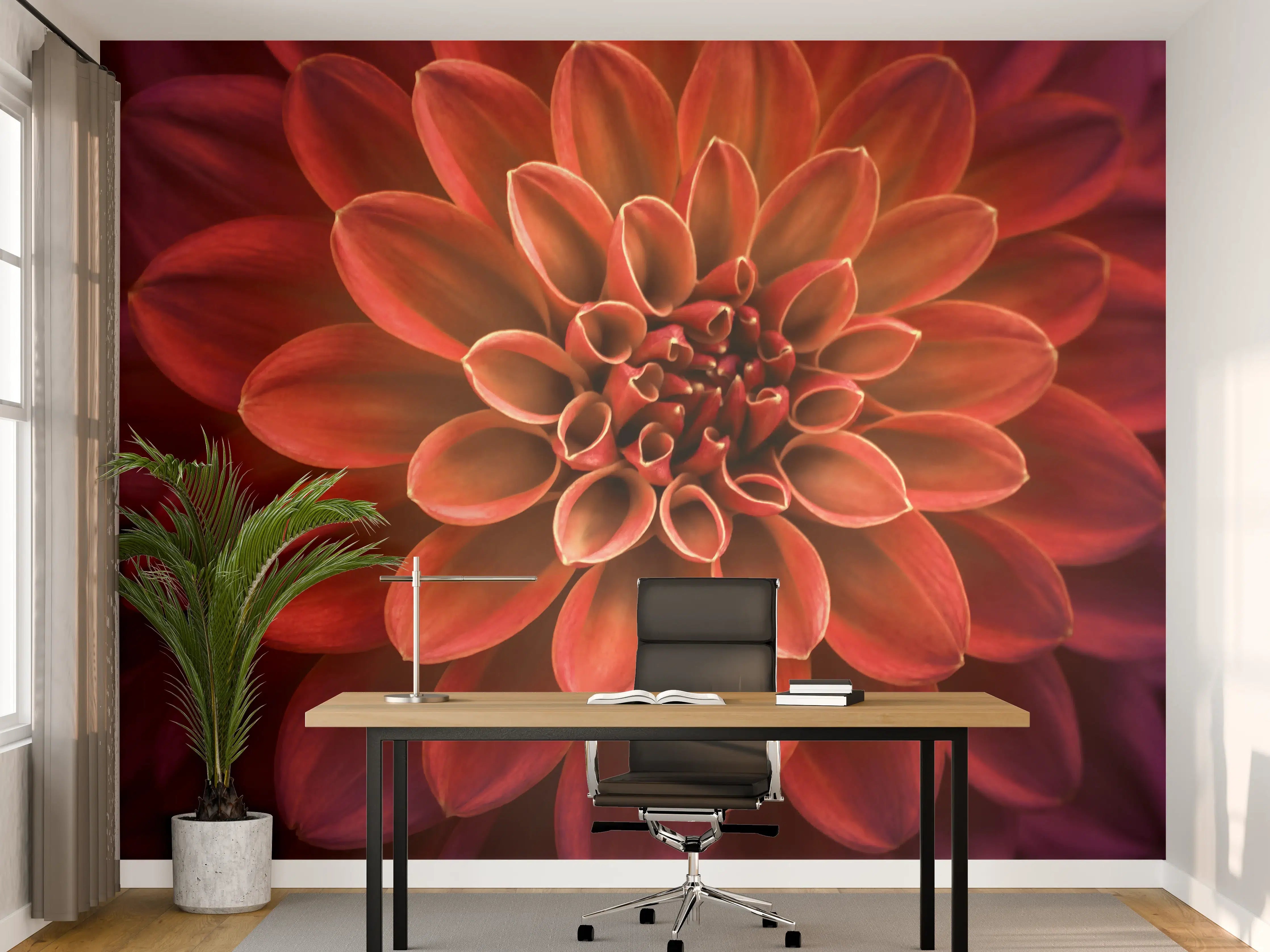 Büro Wandgestaltung - Rosa und lila Dahlienblütenblätter 