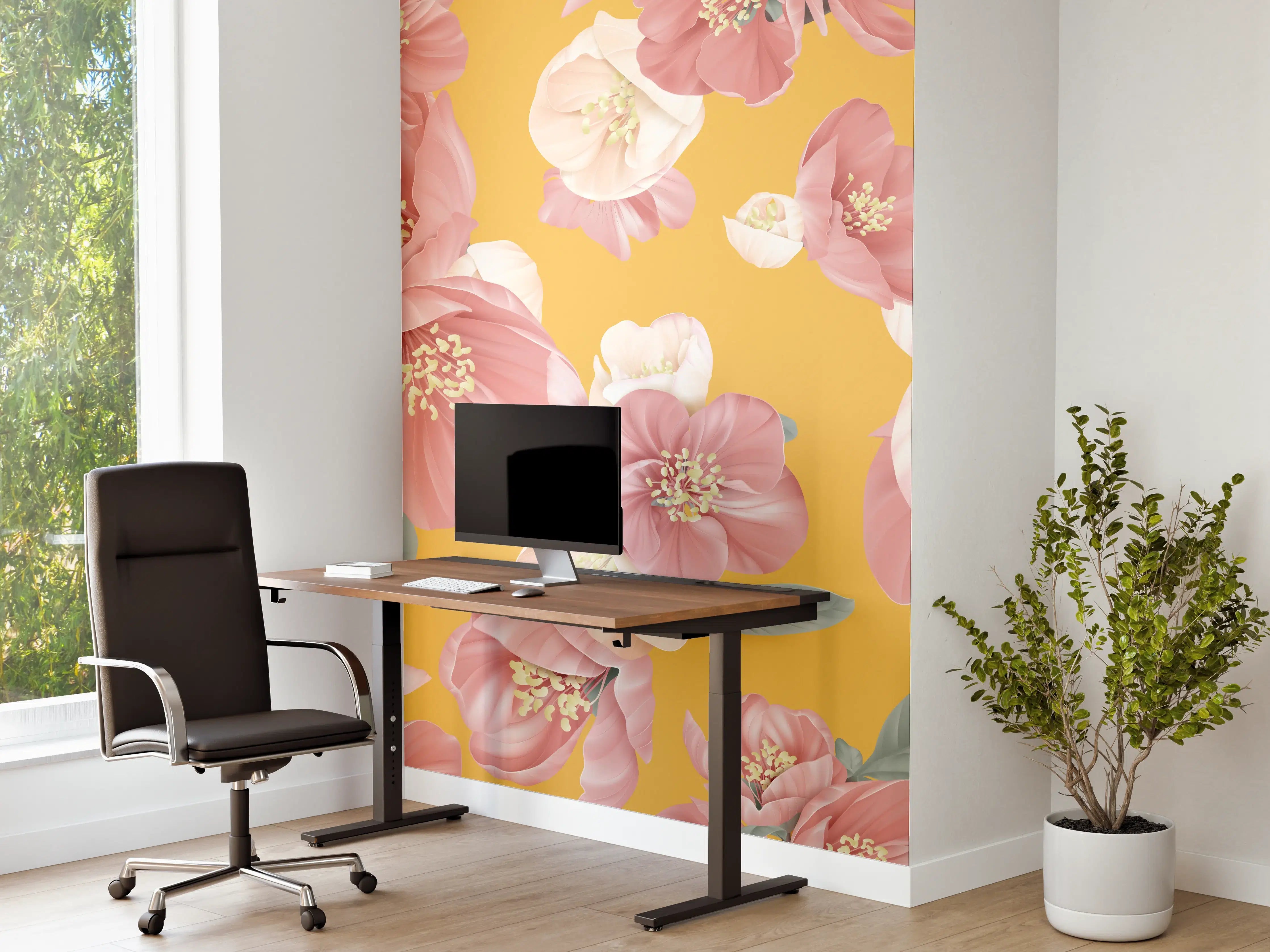 Büro Wandgestaltung - Rosa-weiße Blüten