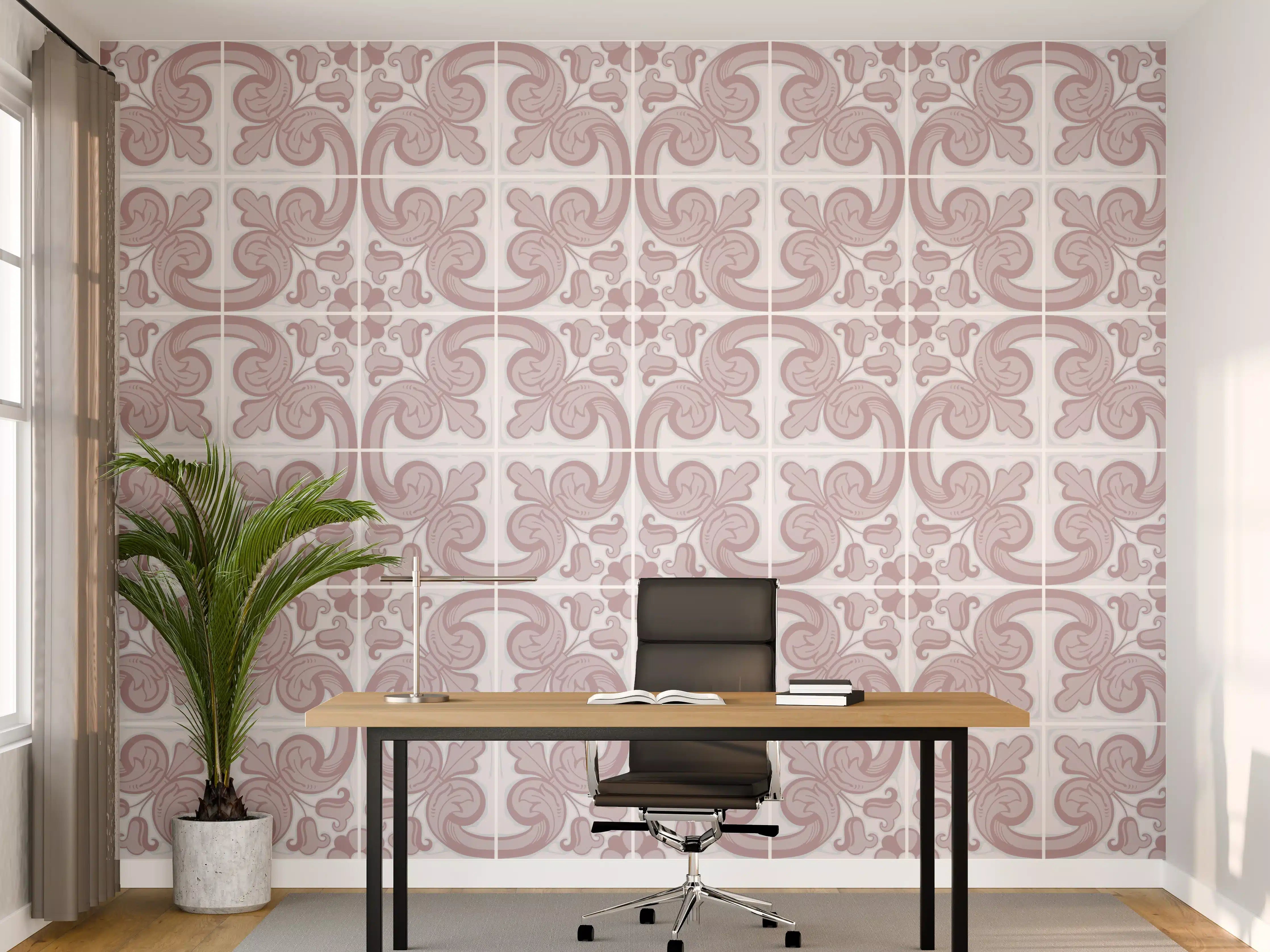 Büro Wandgestaltung - Rosafarbenes Elefantenmuster