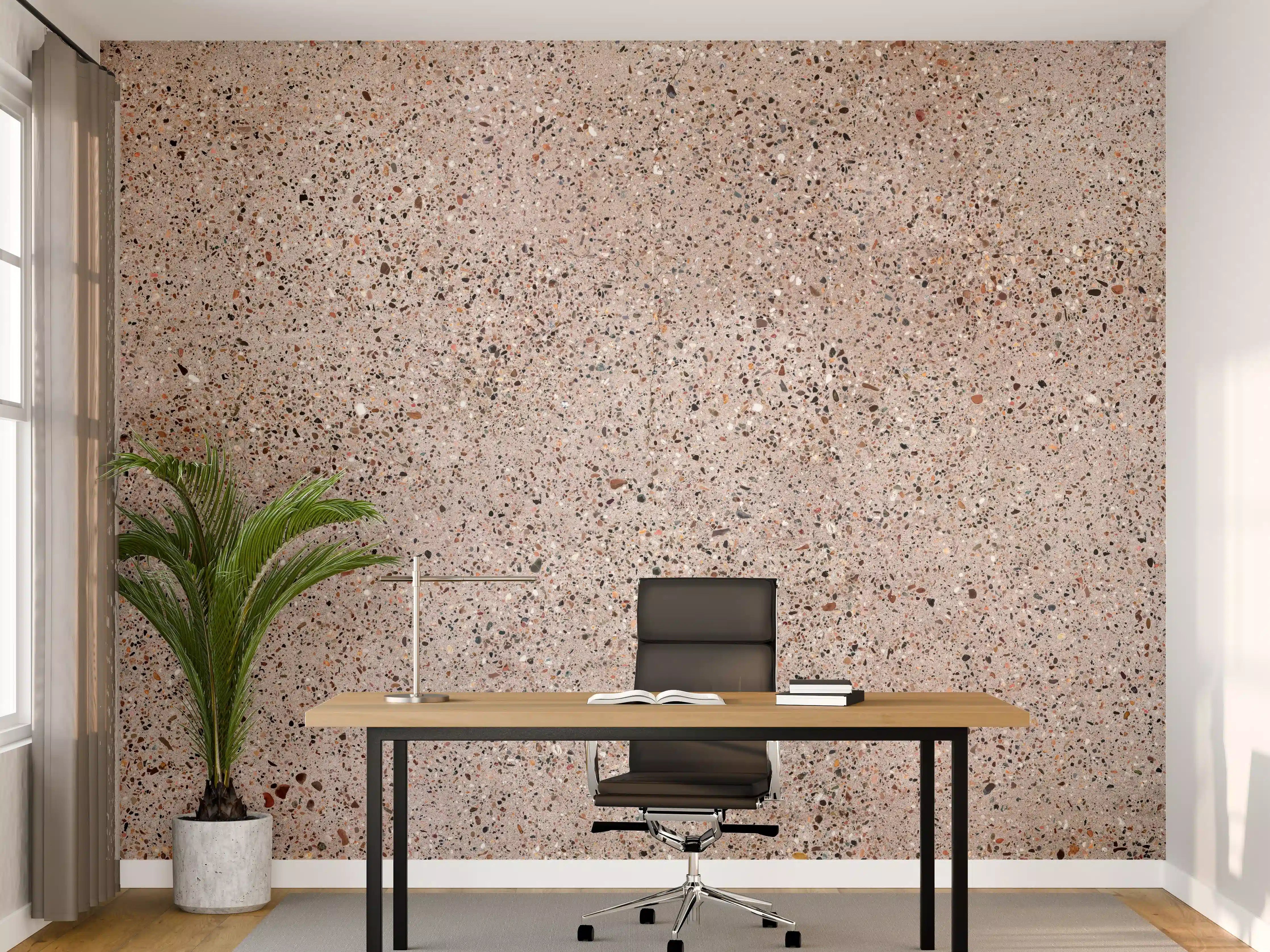 Büro Wandgestaltung - Rosafarbige natürliche Mosaiksteine