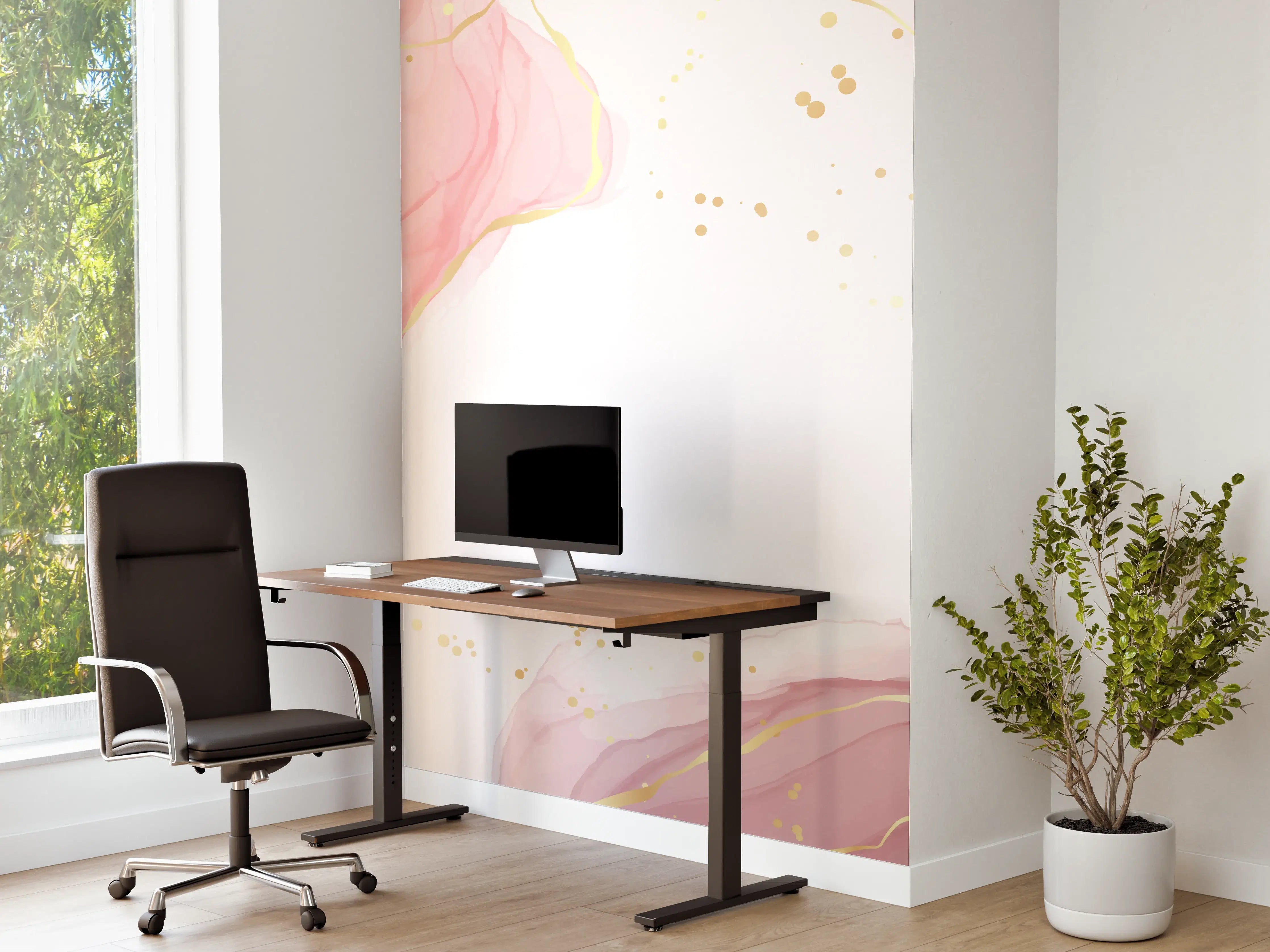 Büro Wandgestaltung - Rosé-Goldene Abstrakte Kunst