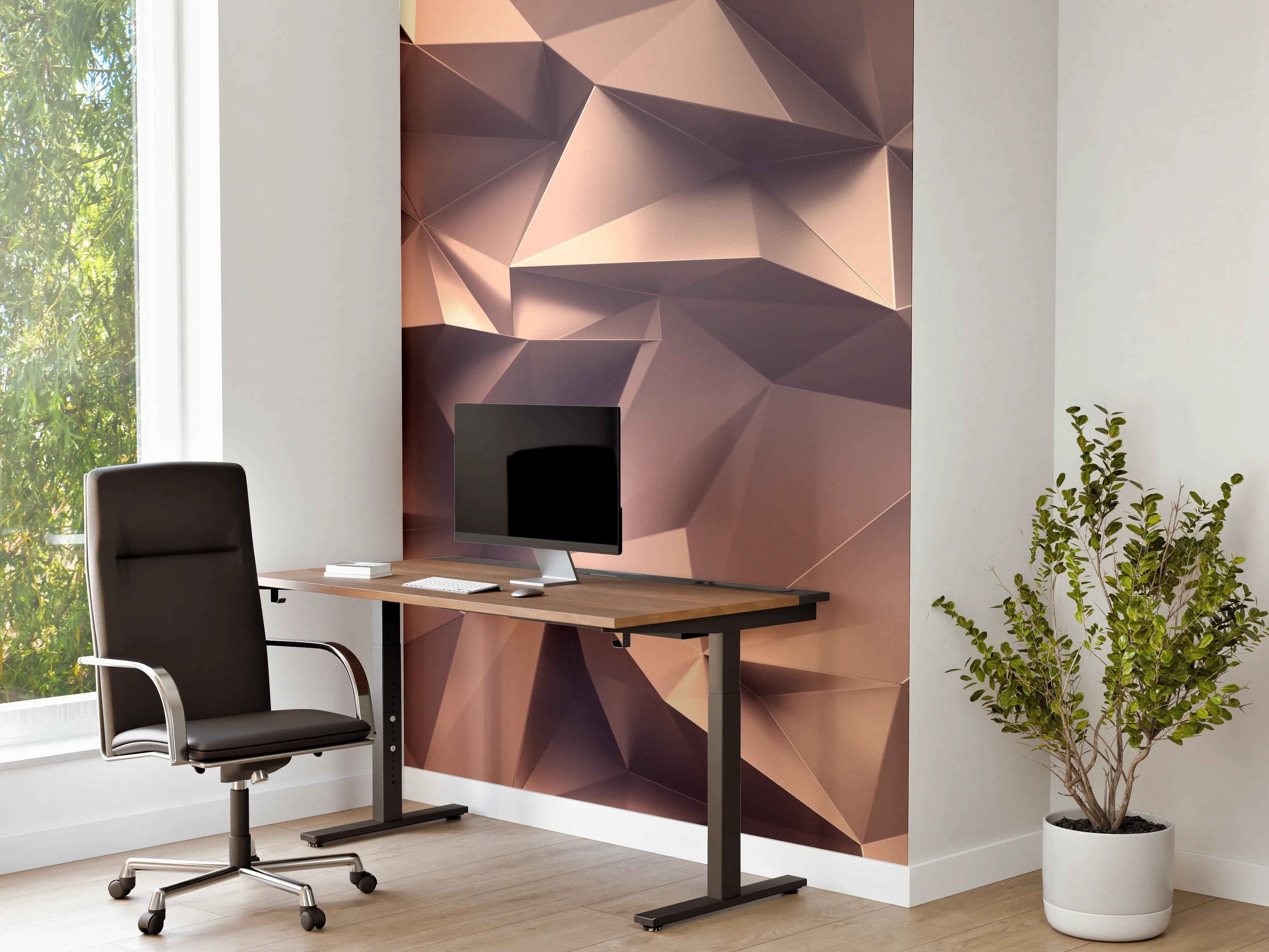 Büro Wandgestaltung - Roségold Kristall-Polygon-Hintergrund
