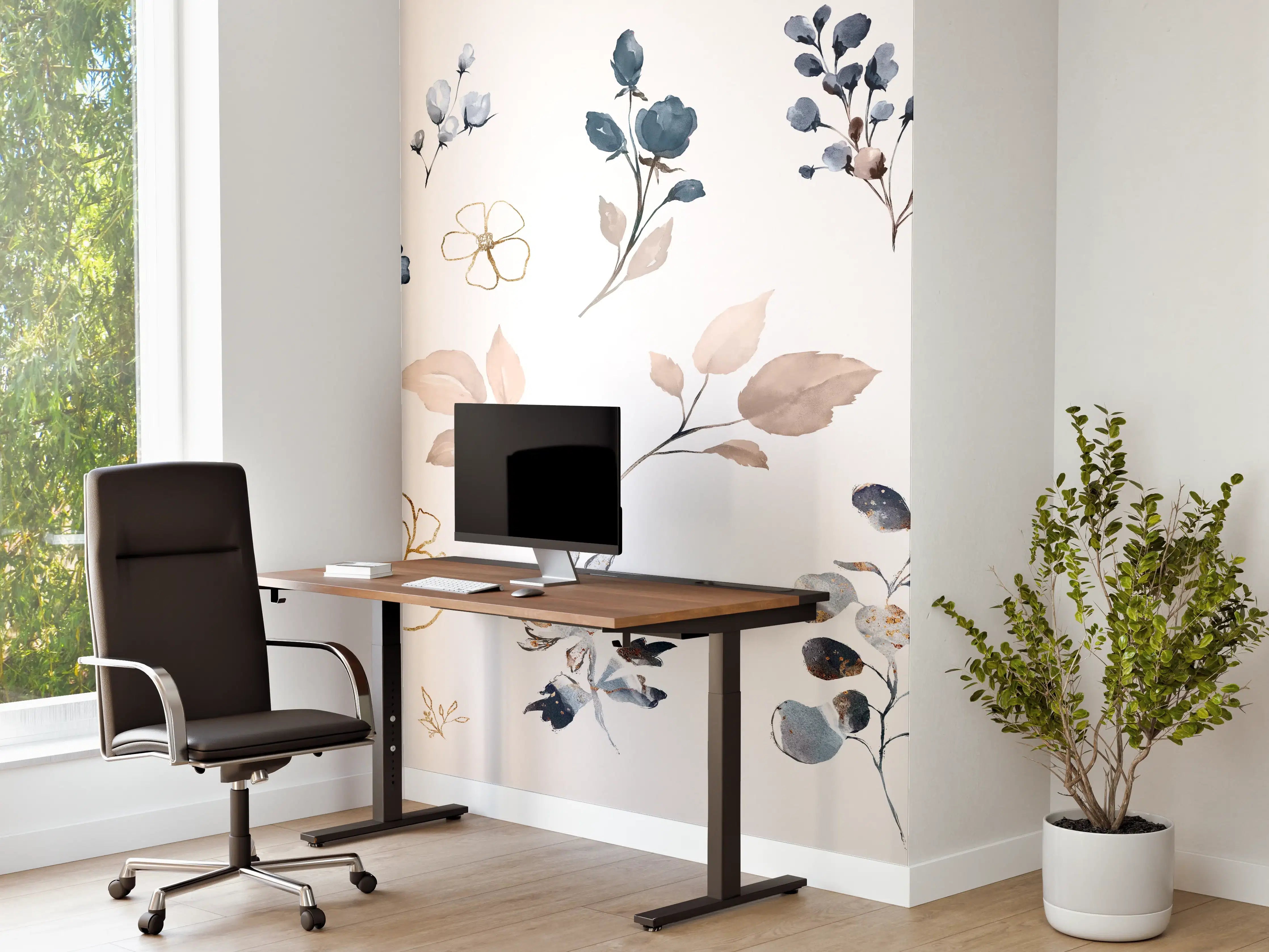 Büro Wandgestaltung - Rosen im Aquarell-Design