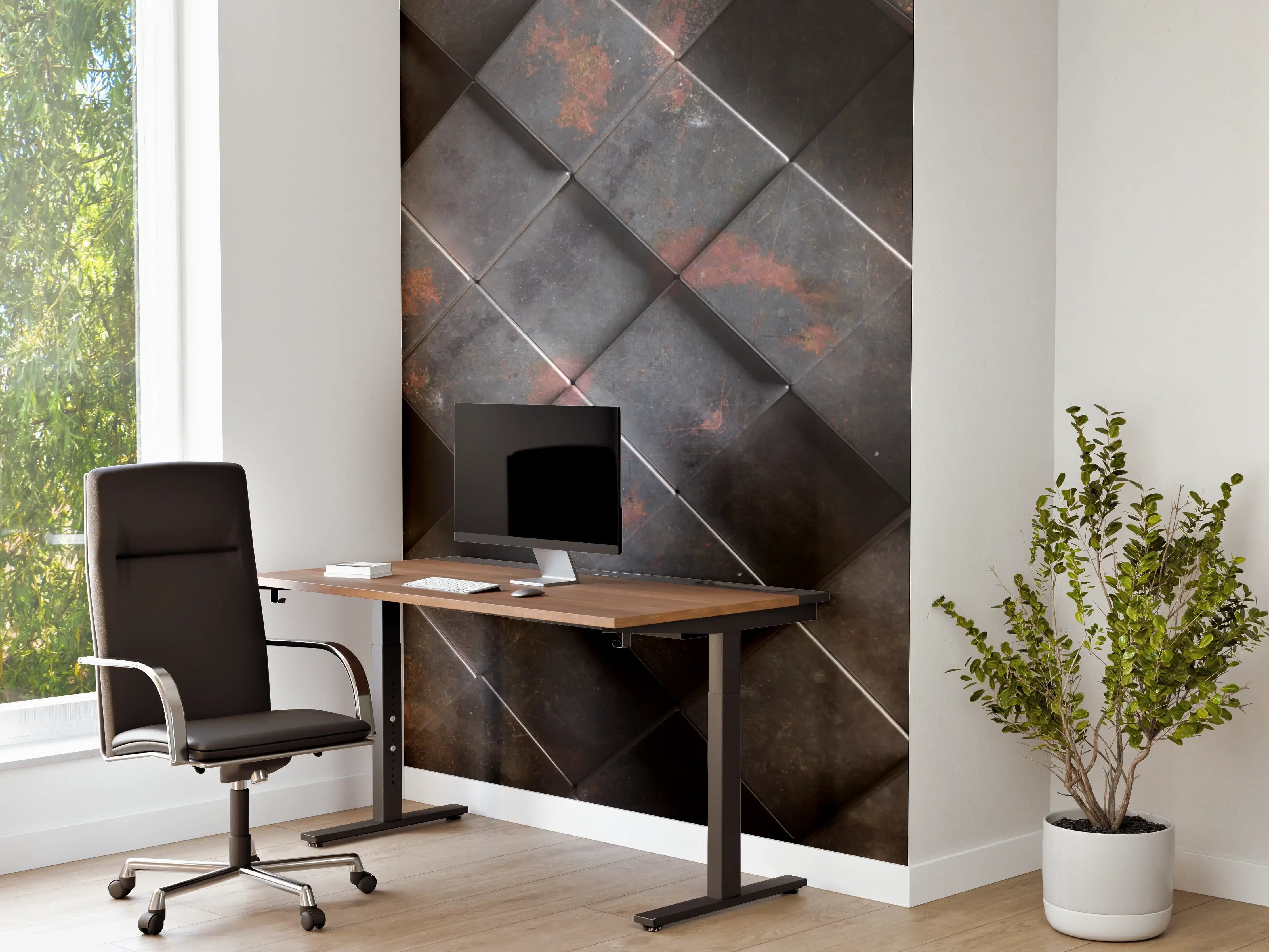 Büro Wandgestaltung - Rostige Metalloptik Würfelmuster