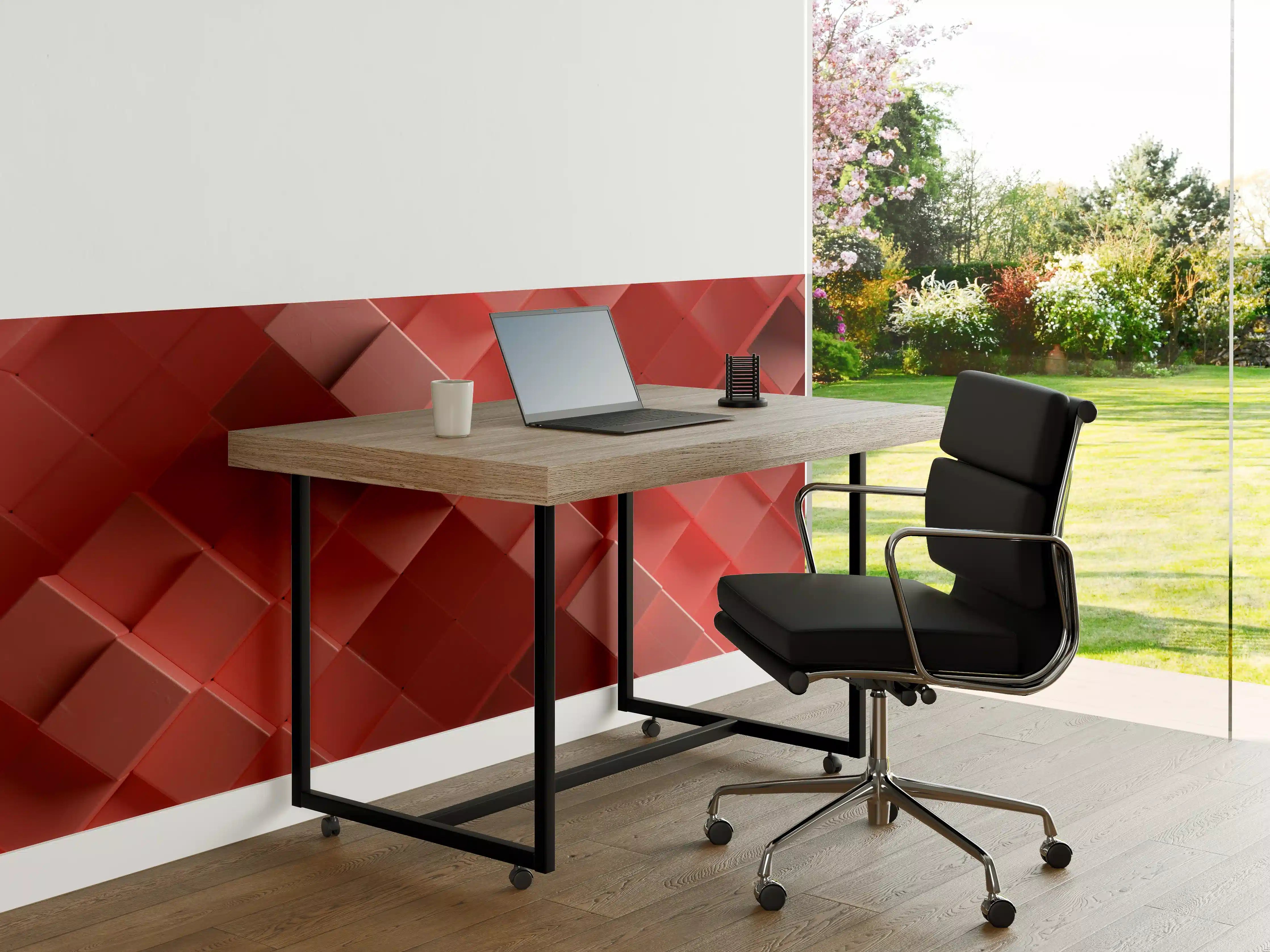 Büro Wandgestaltung - Rote 3D Würfel Struktur