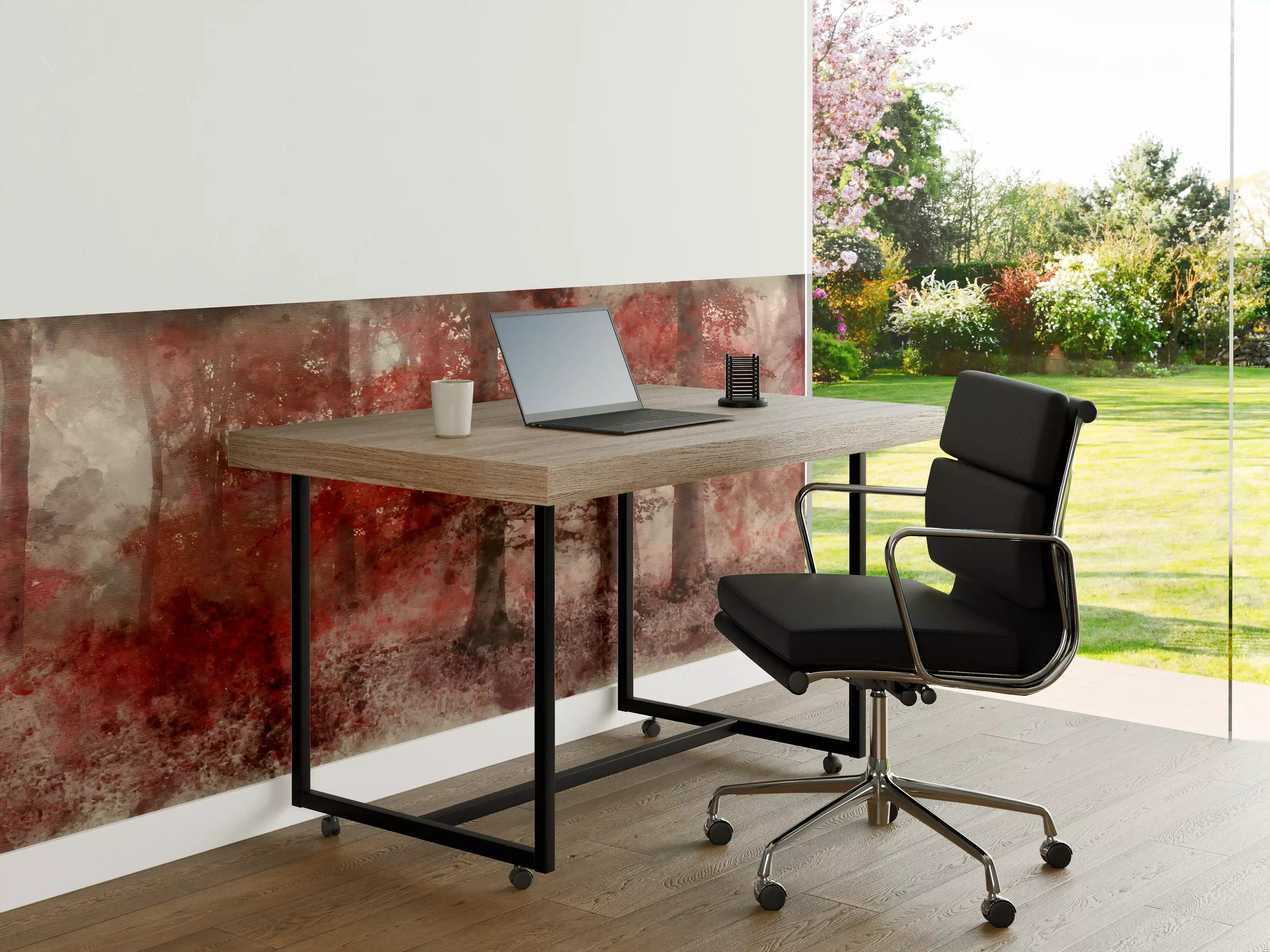 Büro Wandgestaltung - Rote Herbstblätter im Wald