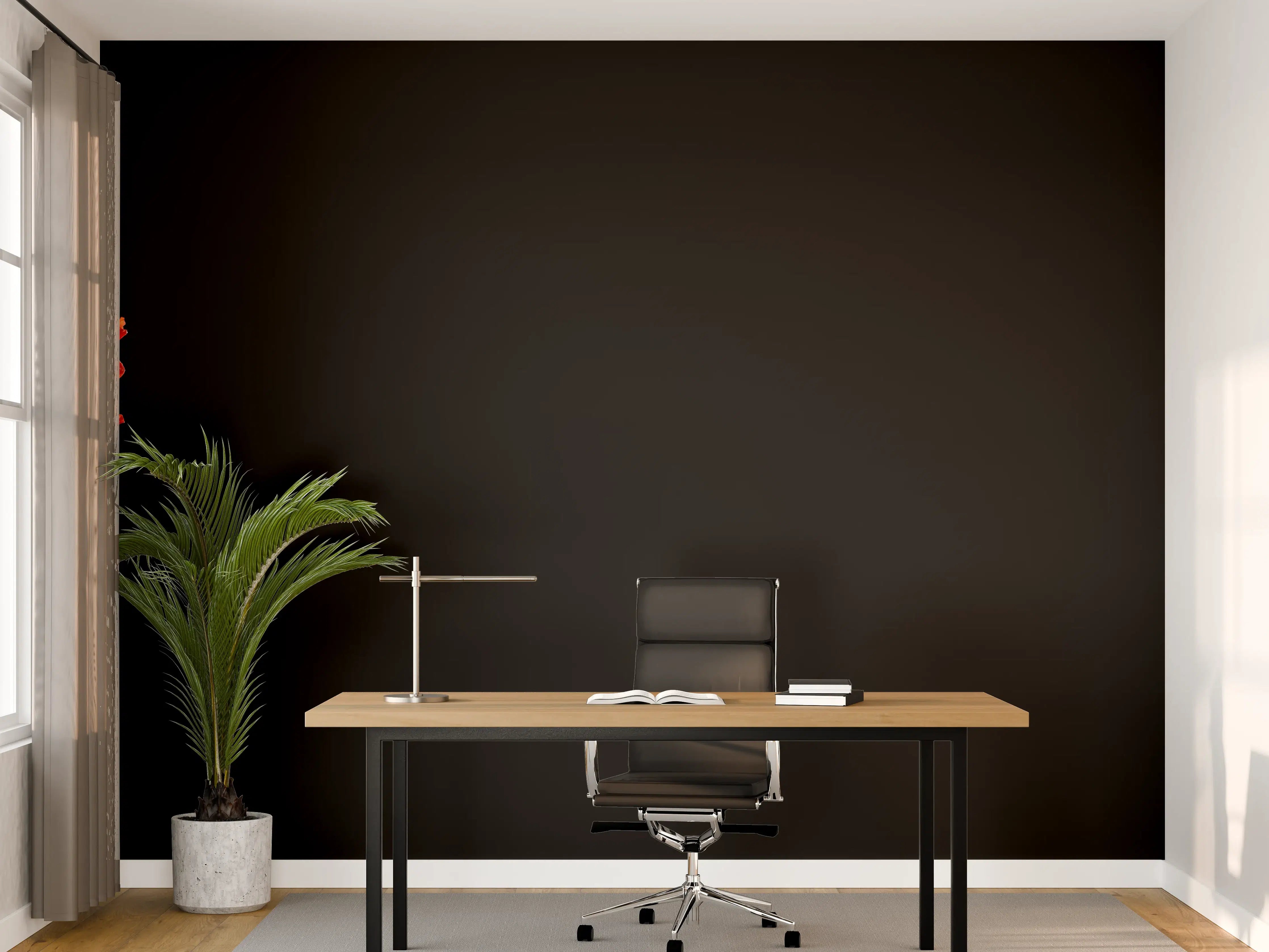 Büro Wandgestaltung - Rote Mohnblumen auf Schwarz