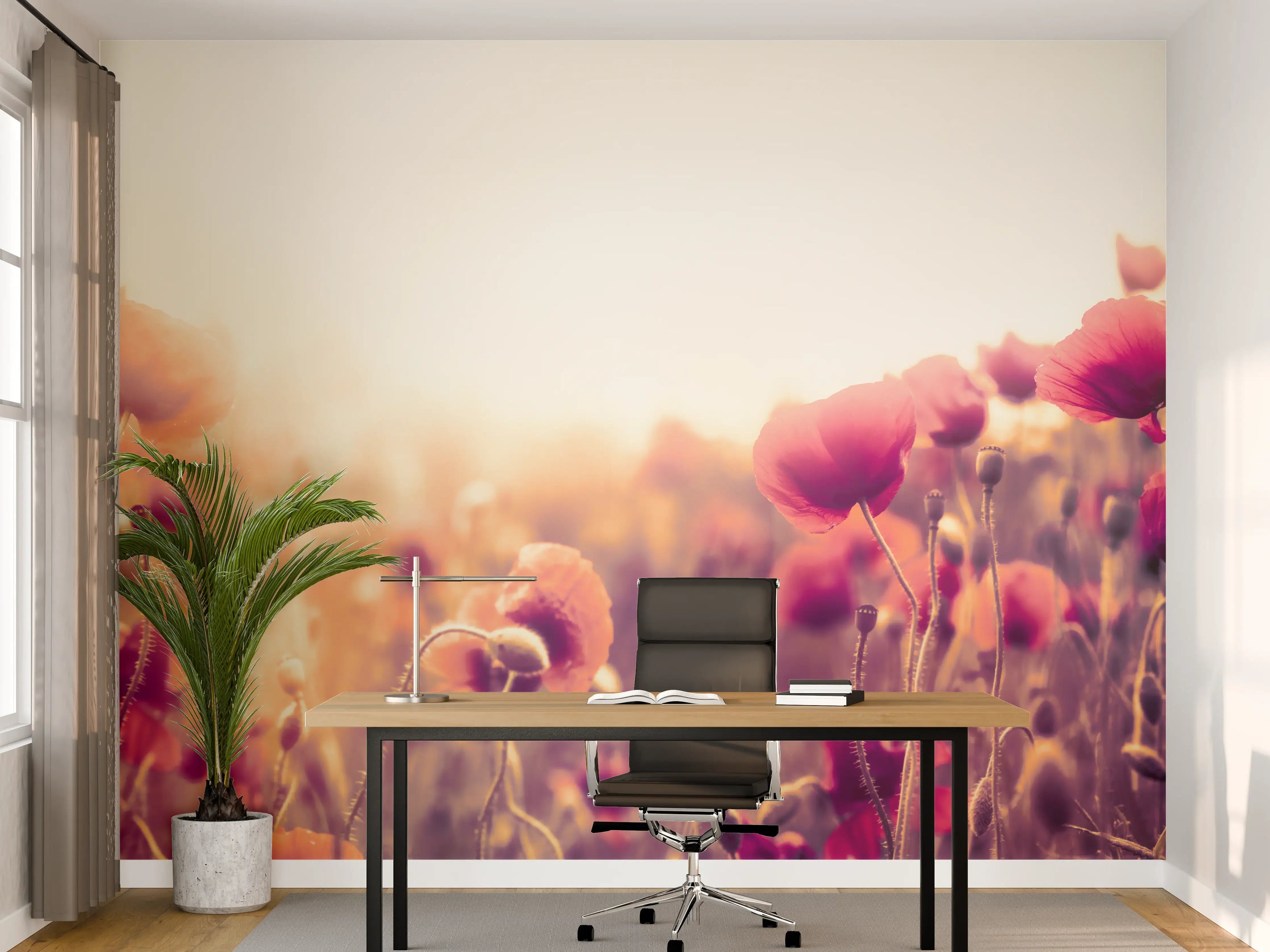 Büro Wandgestaltung - Rote Mohnblumen in der Sonne