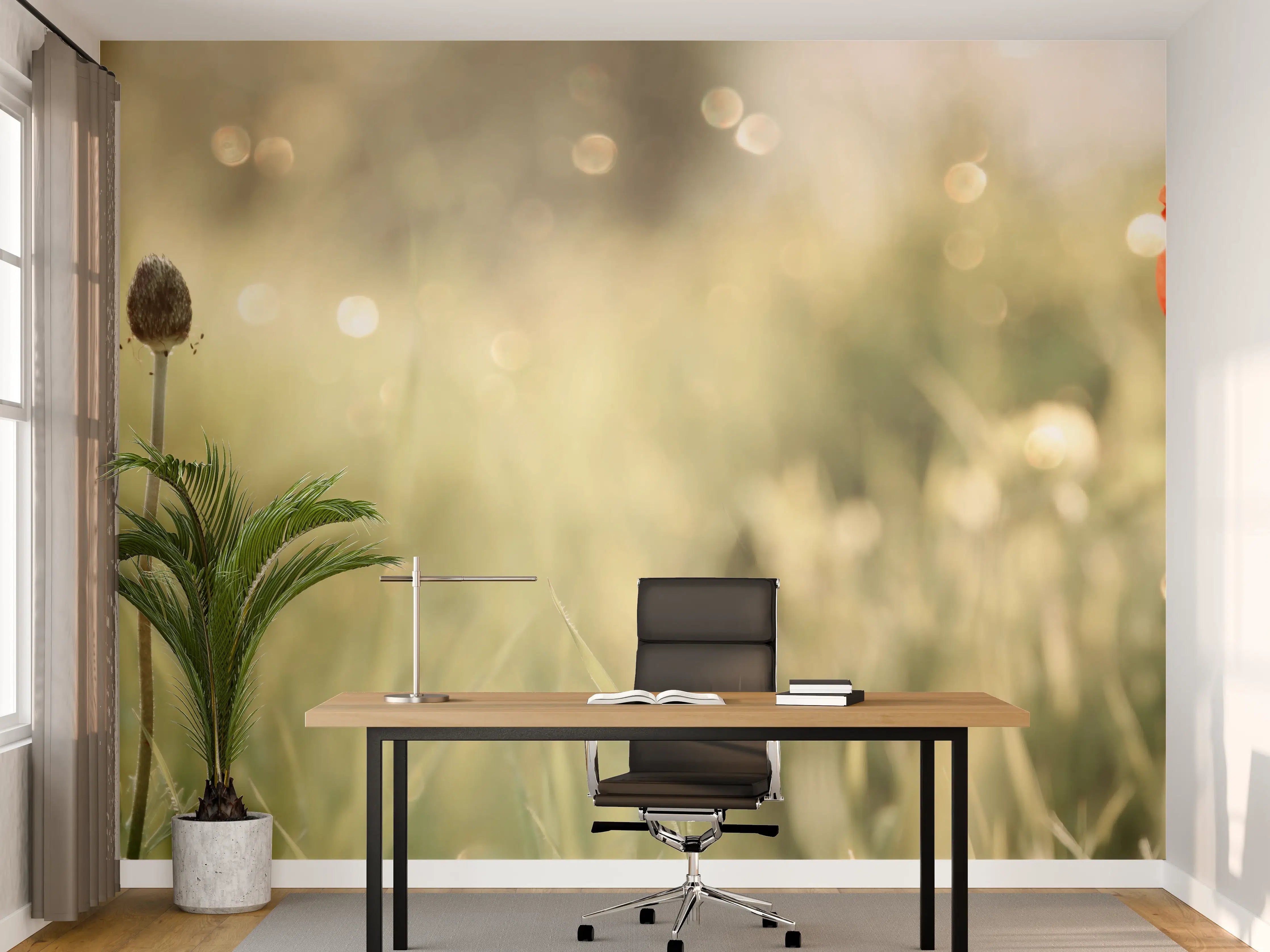 Büro Wandgestaltung - Roter Mohn auf Wiese