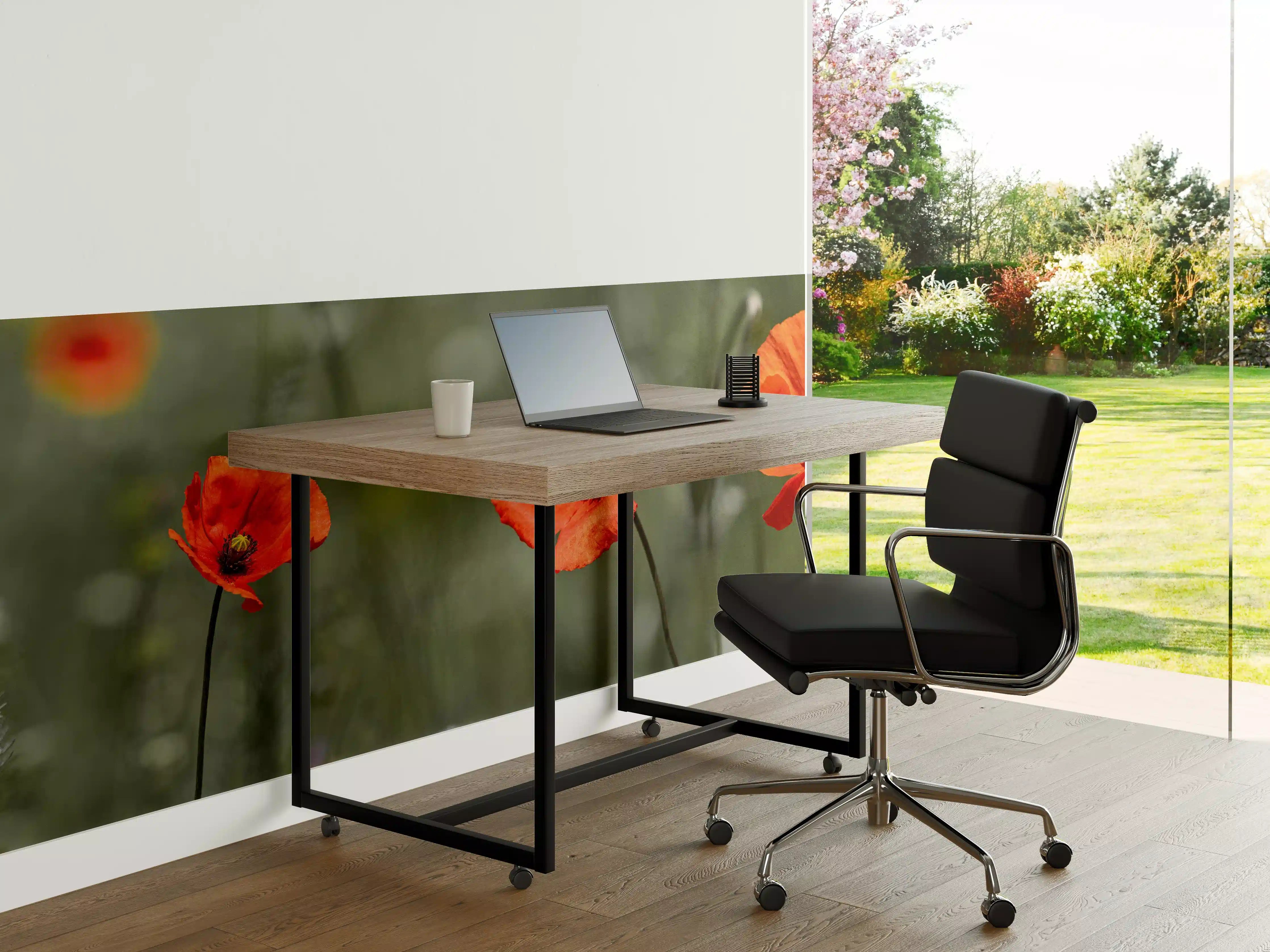 Büro Wandgestaltung - Roter Mohn inmitten des Grüns