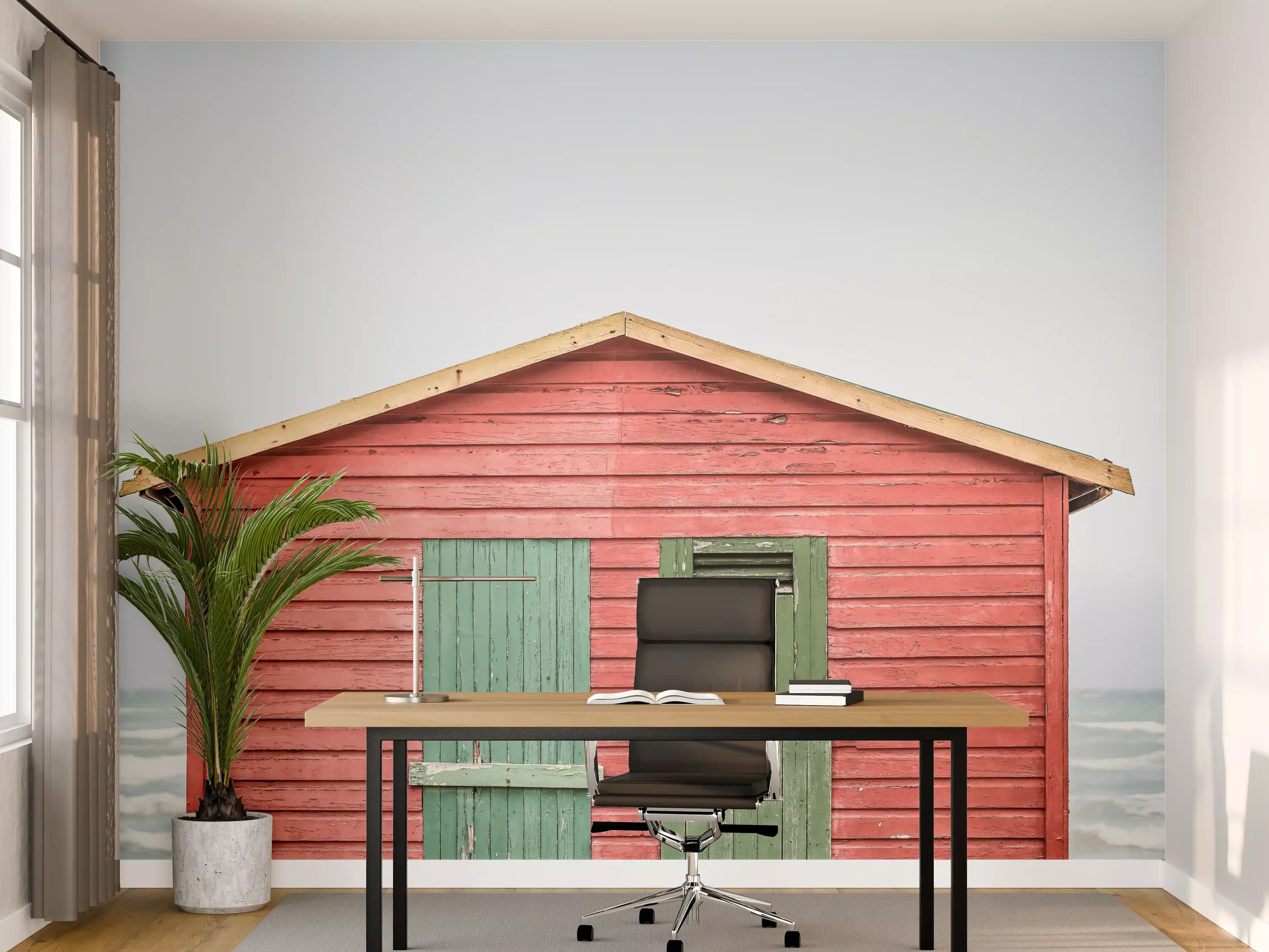 Büro Wandgestaltung - Roter Strandhütte am Meer