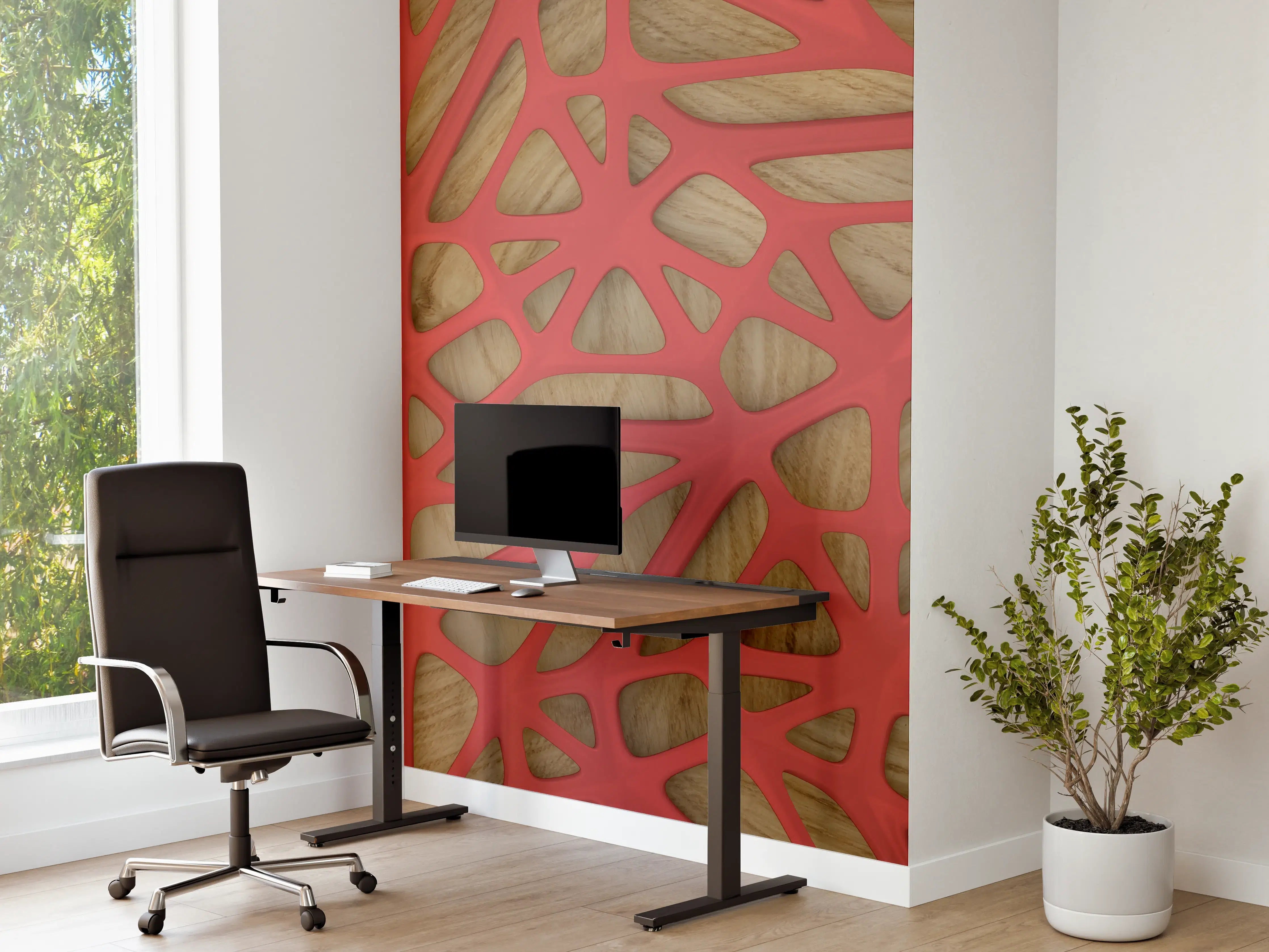 Büro Wandgestaltung - Rotes Gitter Muster 