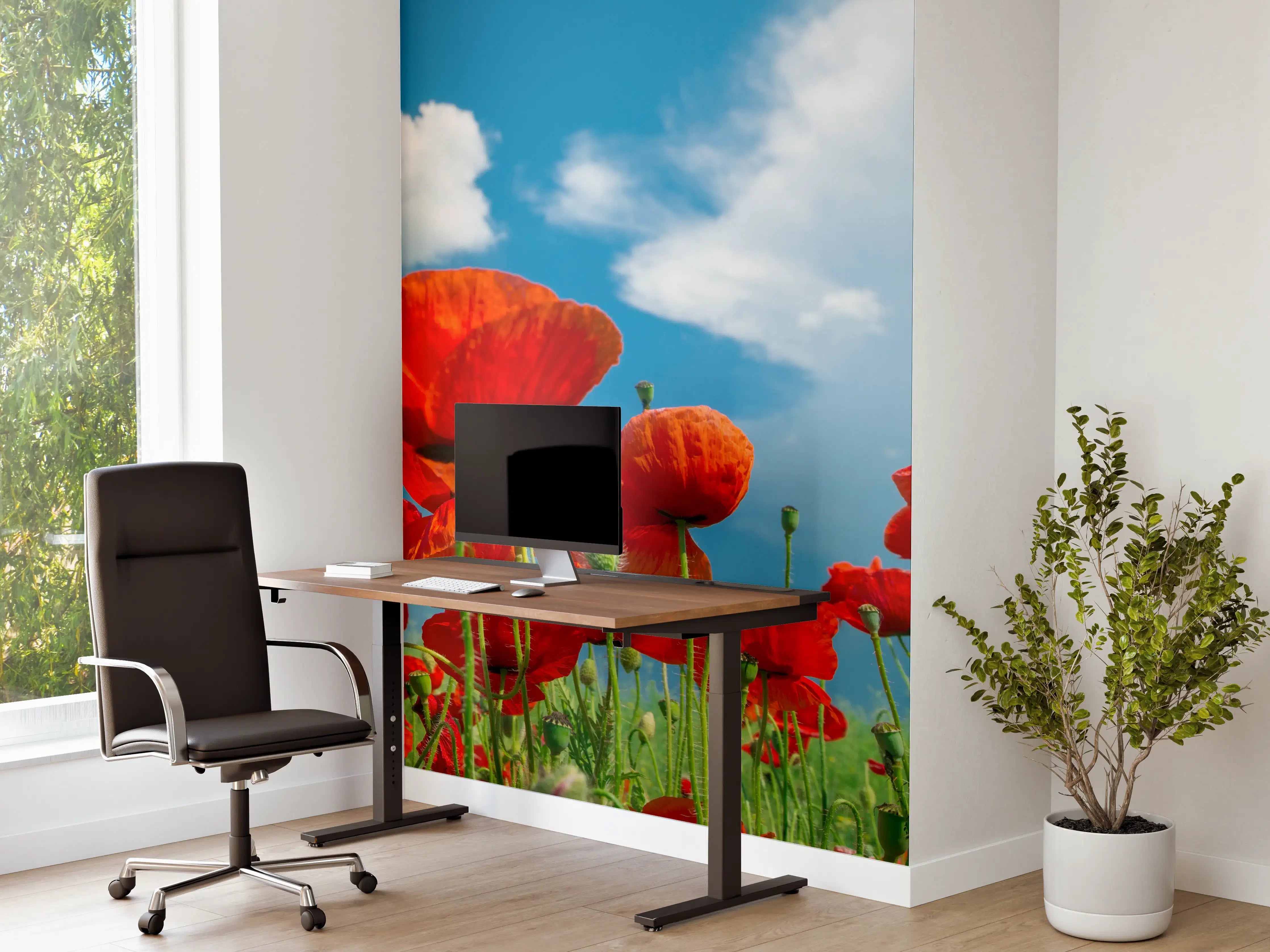 Büro Wandgestaltung - Rotes Mohnblumenfeld