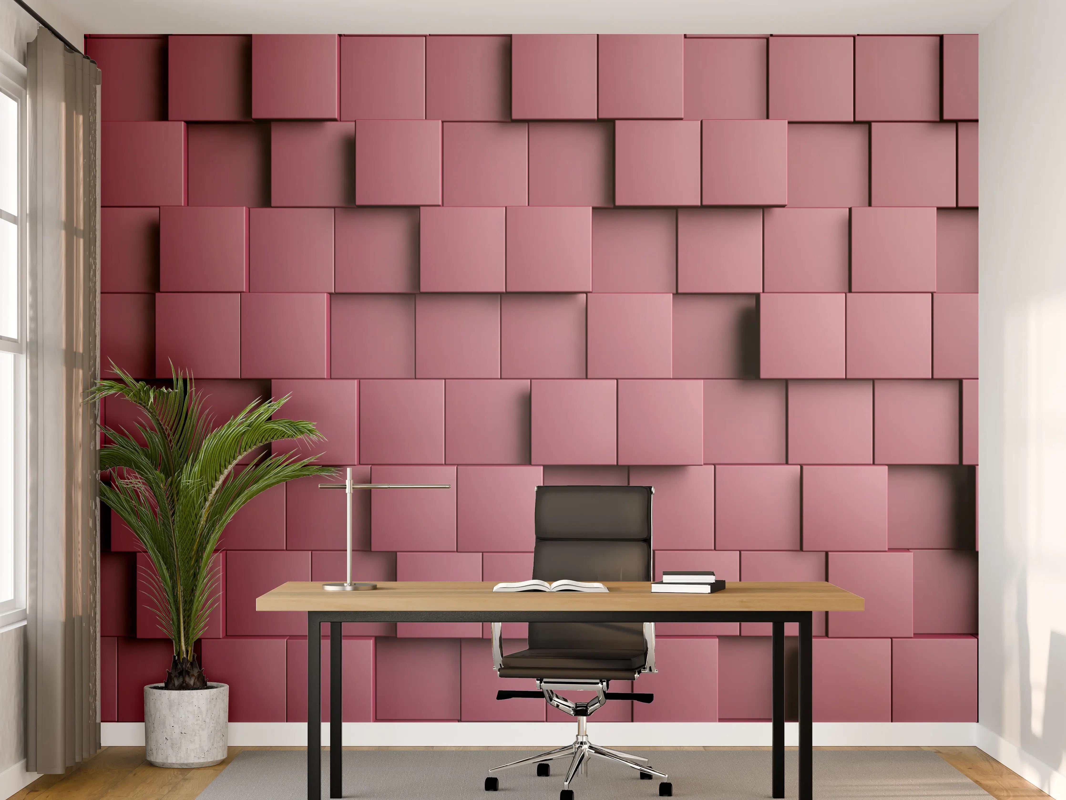 Büro Wandgestaltung - Rotes Würfel-Muster Hintergrund