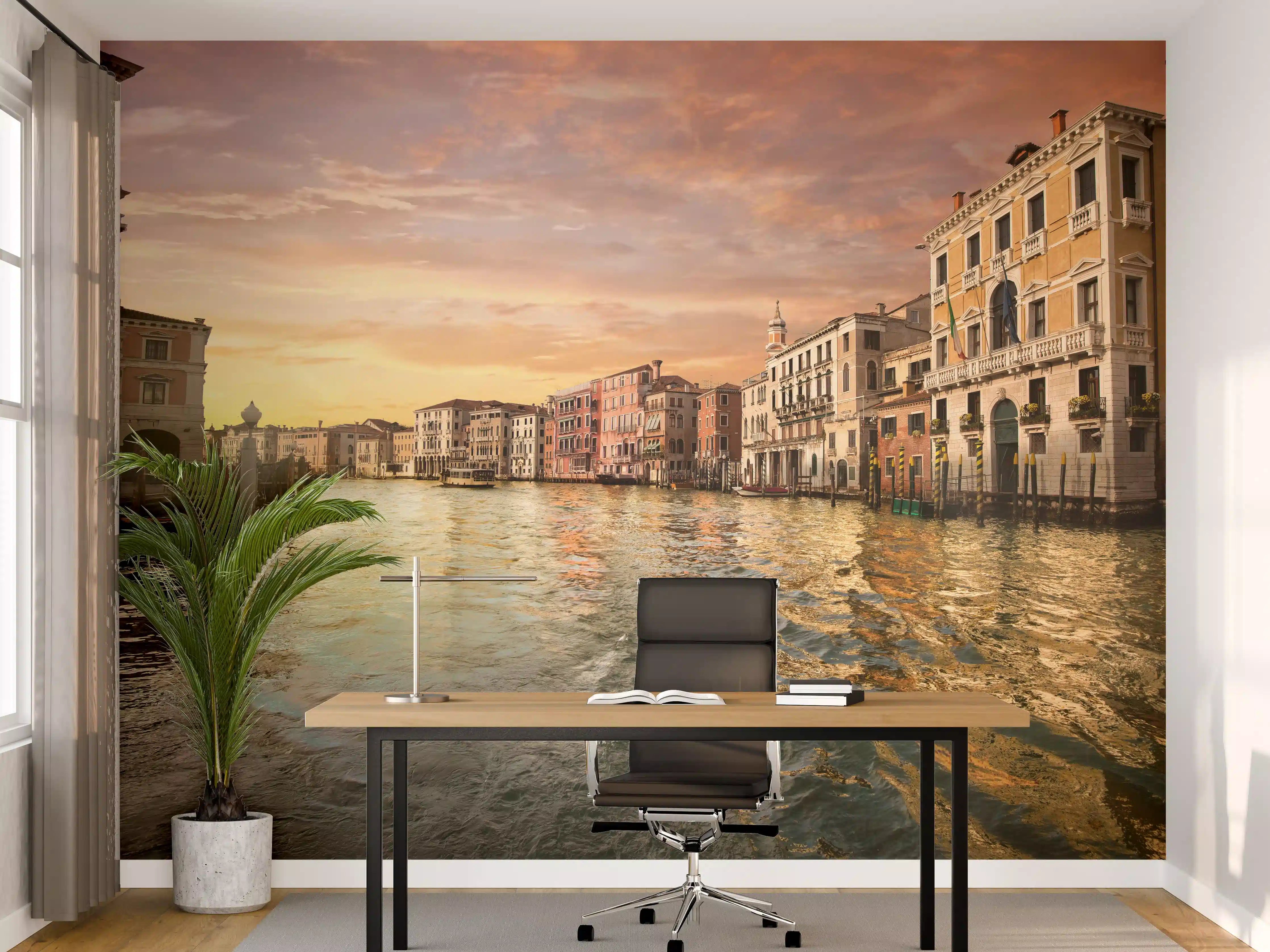 Büro Wandgestaltung - Ruhiger Canale Grande am Abend