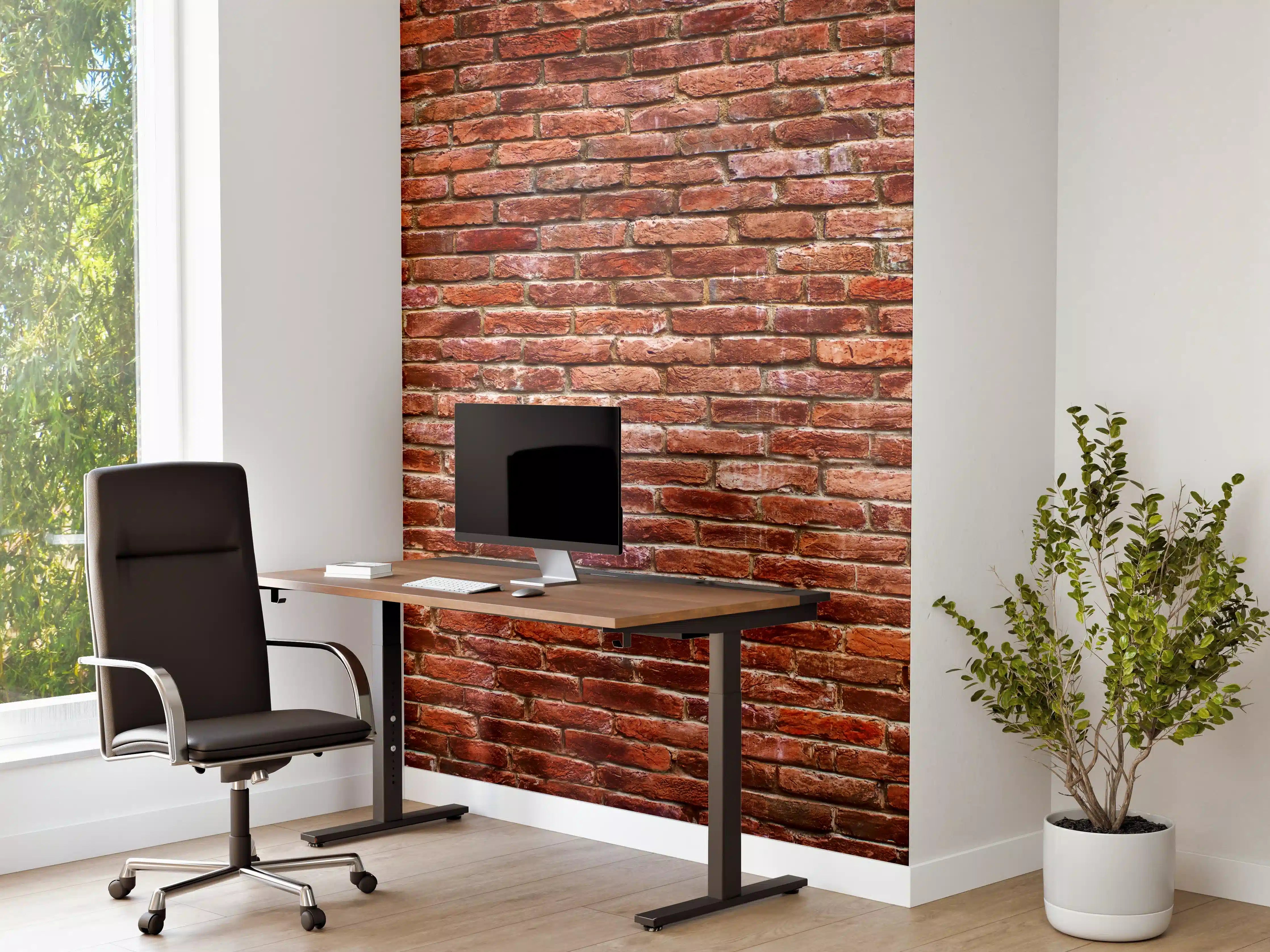 Büro Wandgestaltung - Rustikale Backsteinmauer in warmen Rottönen
