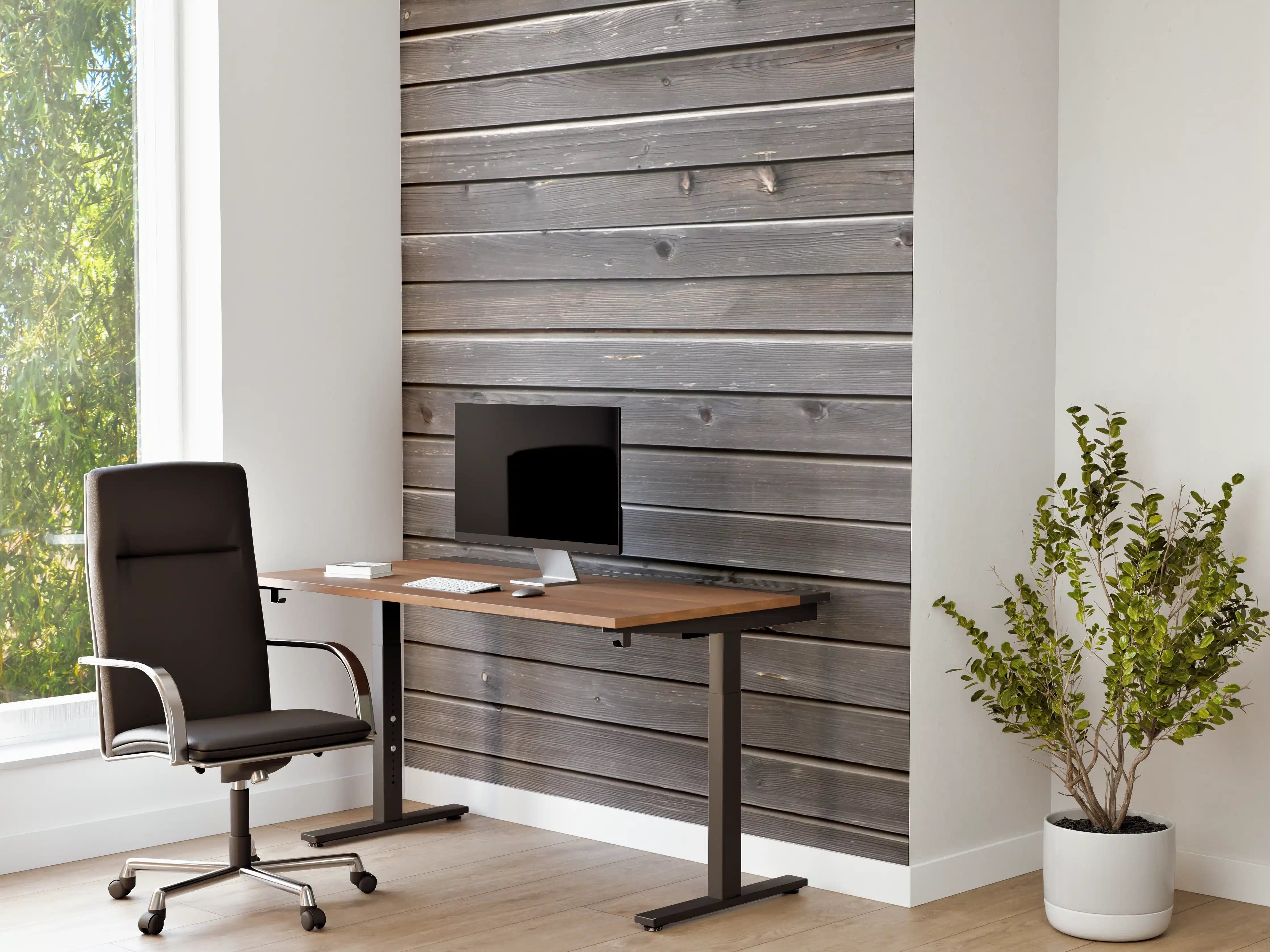 Büro Wandgestaltung - Rustikale Holzdekor-Wand in Grau
