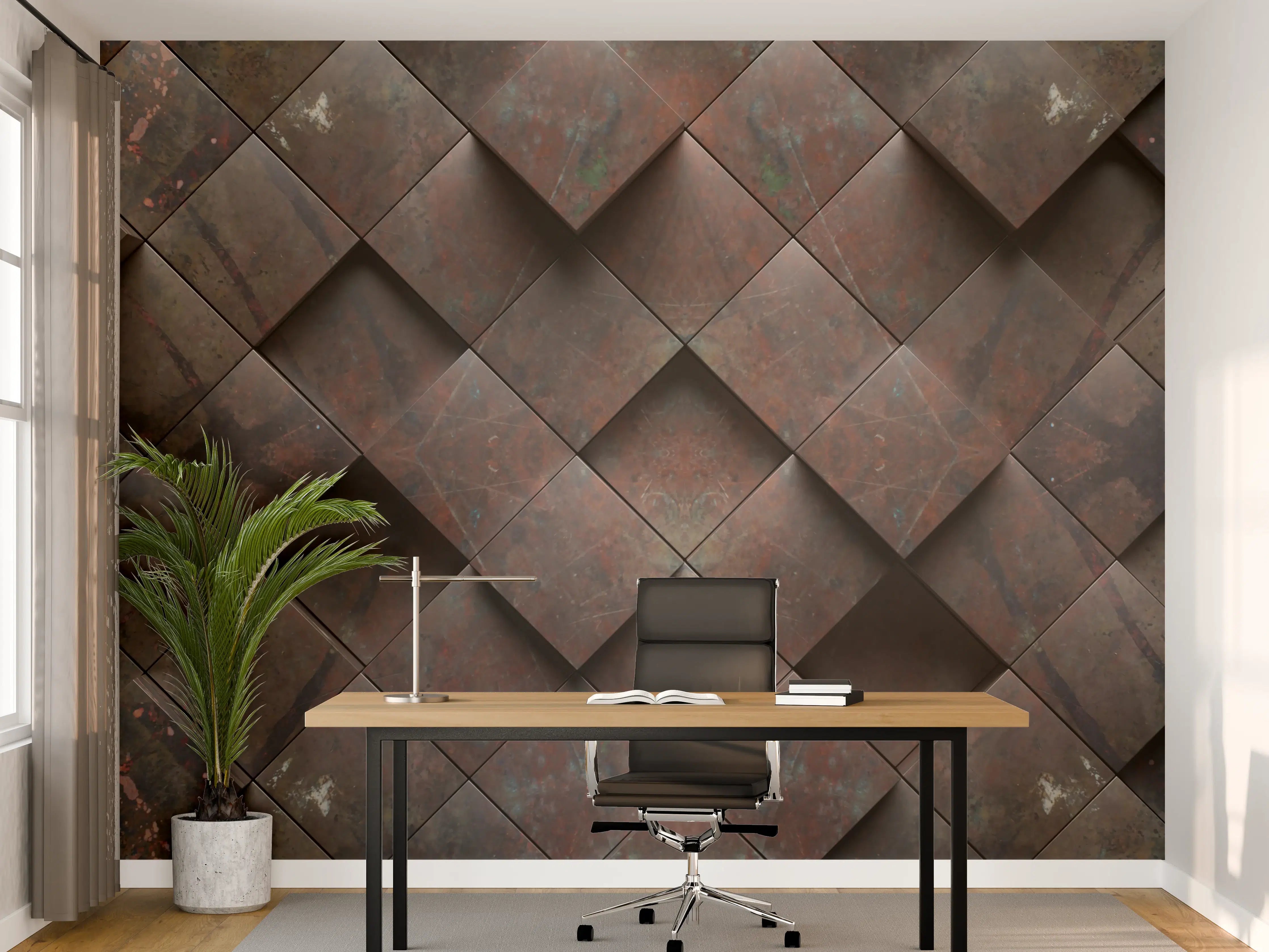 Büro Wandgestaltung - Rustikale Metall-Panel-Wand mit Patina