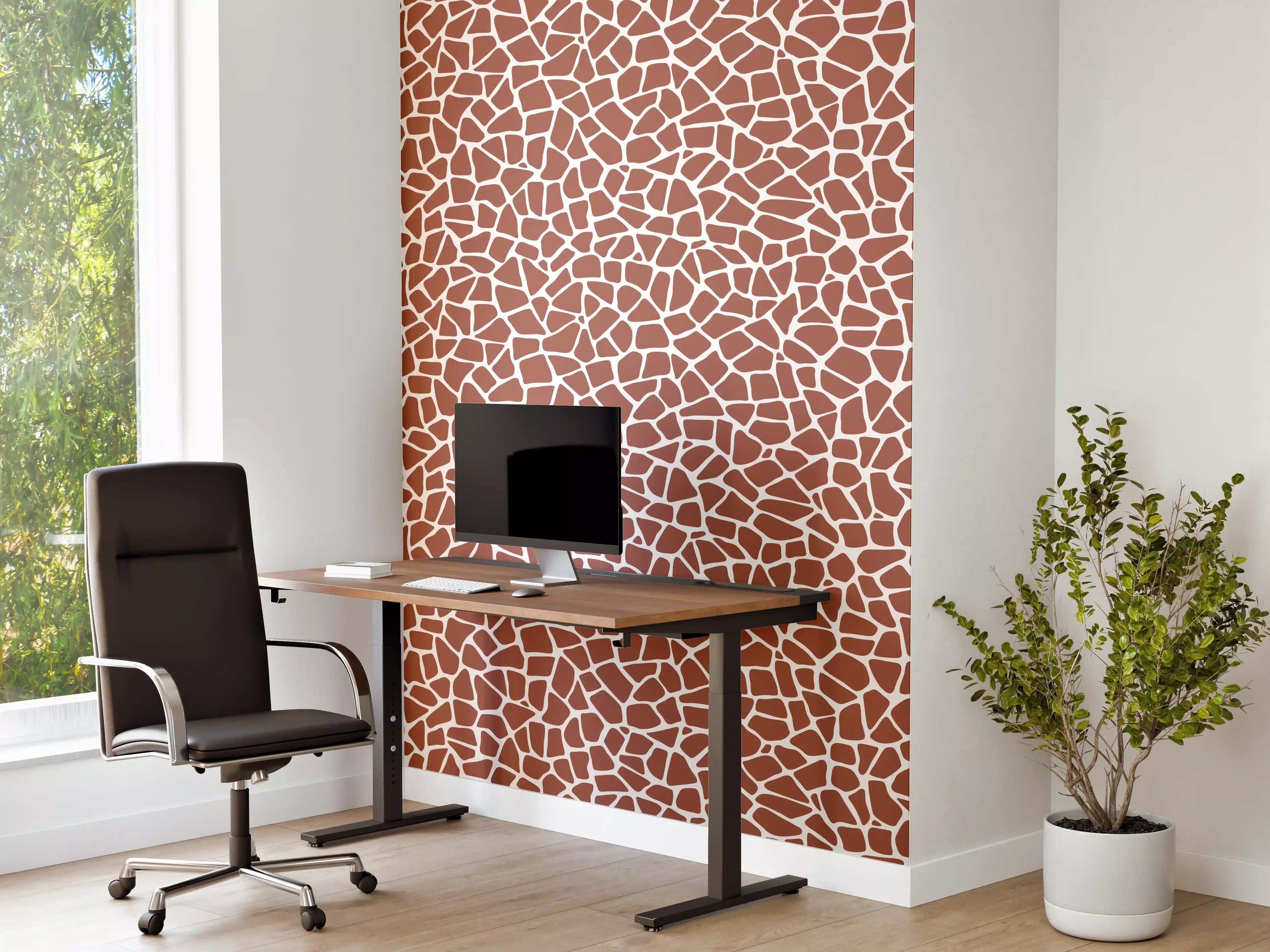 Büro Wandgestaltung - Rustikale Steinoptik in warmem Braun