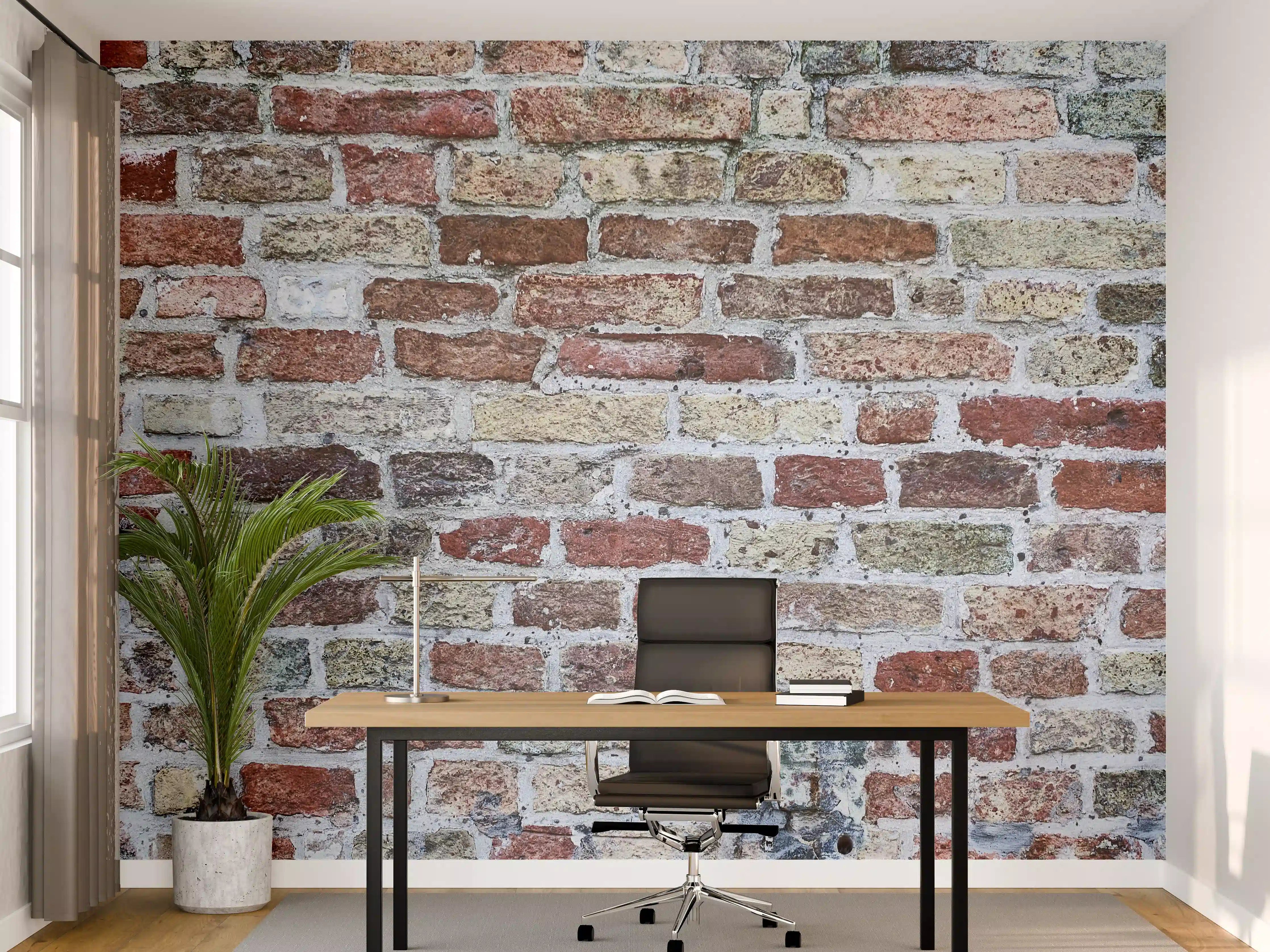 Büro Wandgestaltung - Rustikale Ziegelmauer im Detail