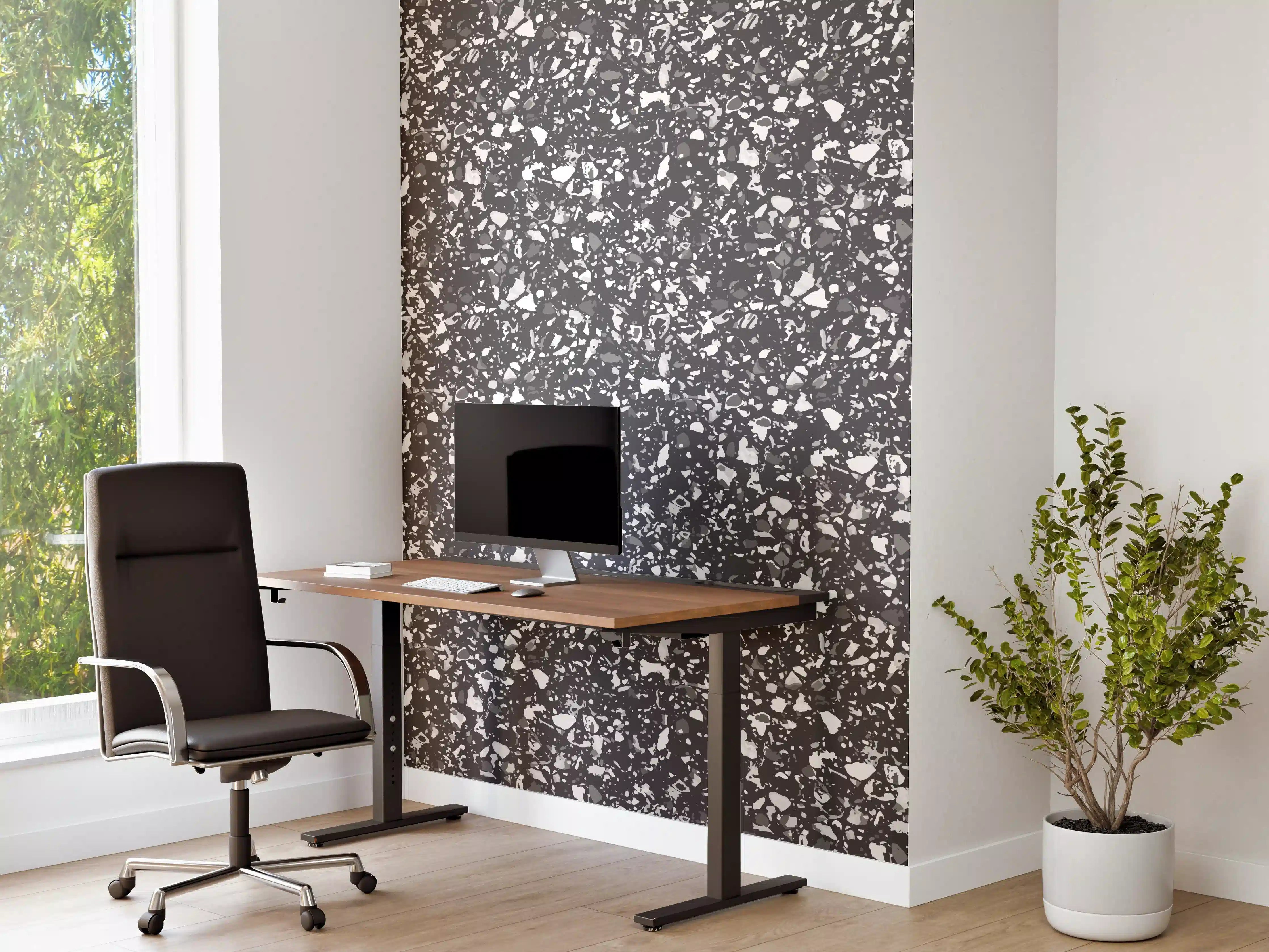 Büro Wandgestaltung - Rustikaler Antrazit-Terrazzo-Look