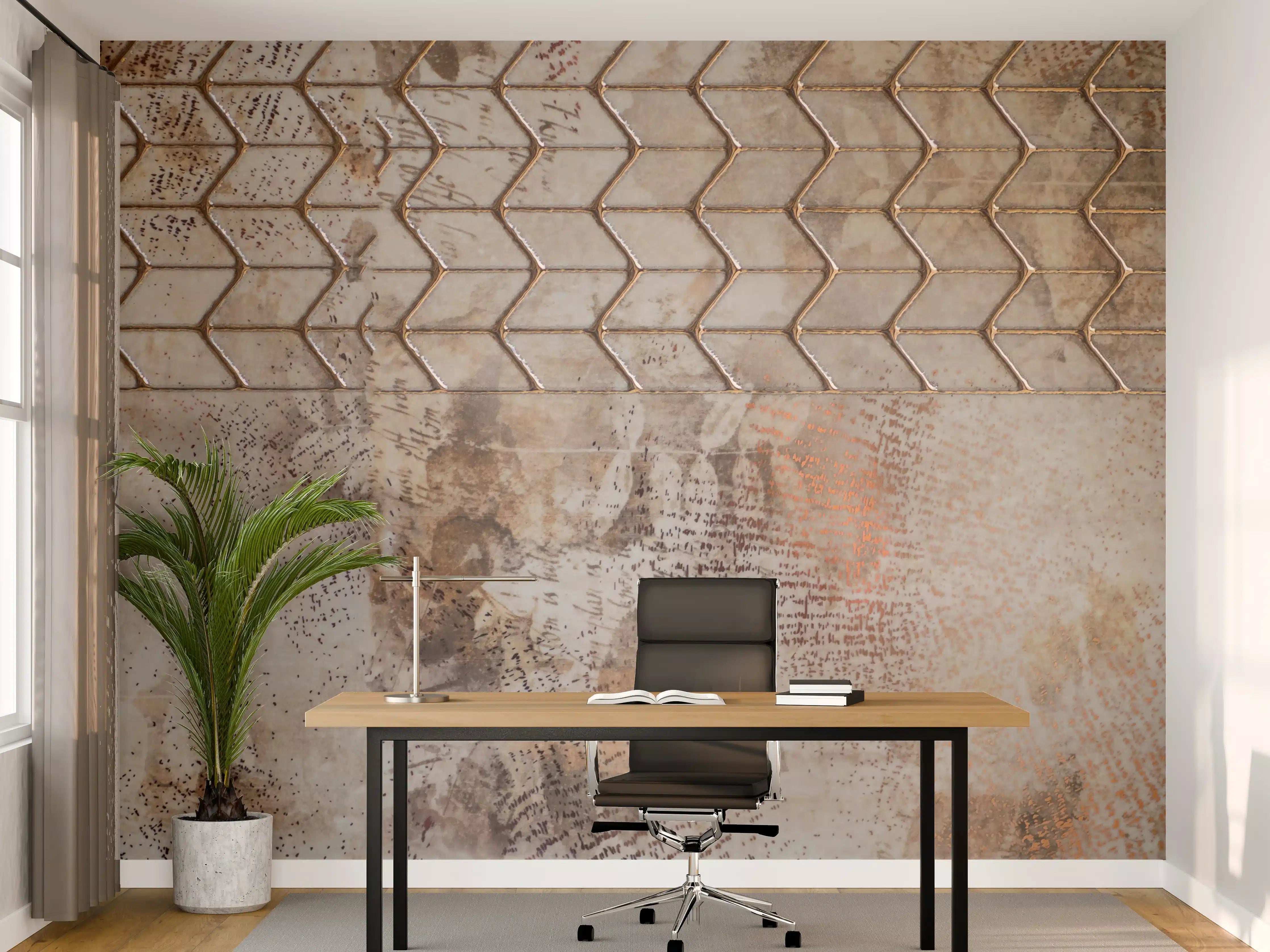 Büro Wandgestaltung - Rustikaler Metallzaun in Erd- und Rosttönen