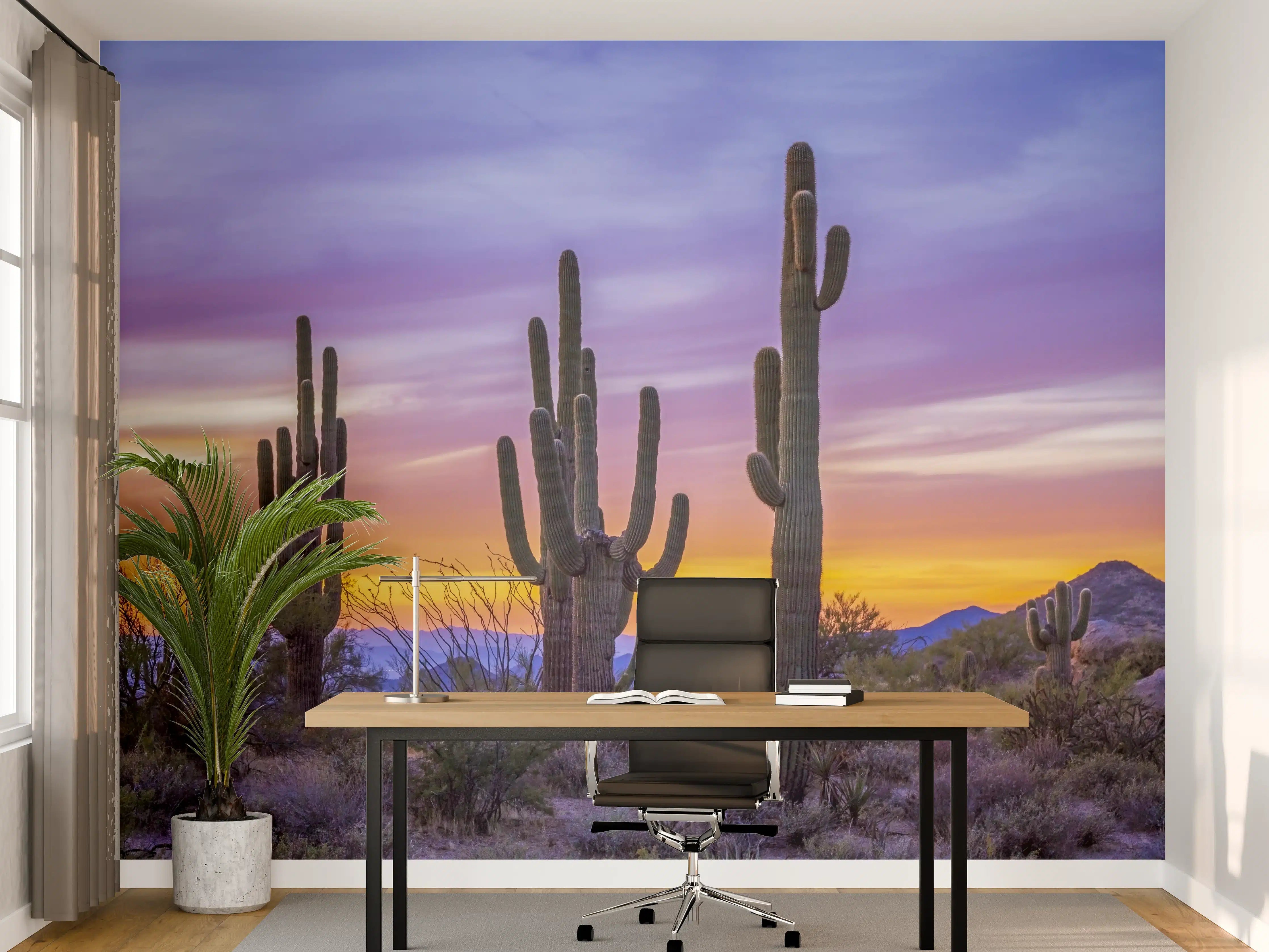 Büro Wandgestaltung - Saguaro-Kaktus bei Sonnenuntergang in Arizona