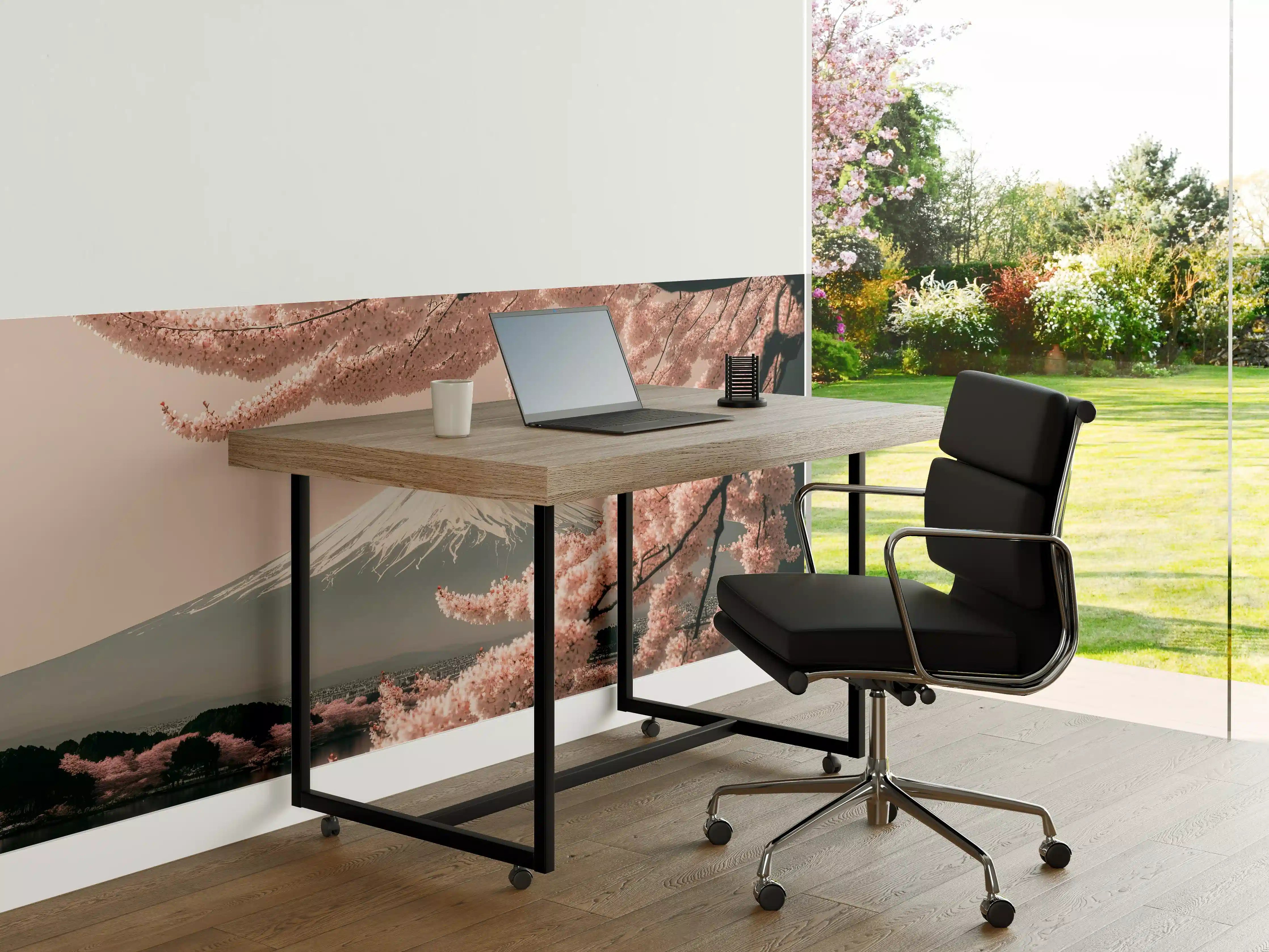 Büro Wandgestaltung - Sakura Baum mit Fuji Berg im Hintergrund