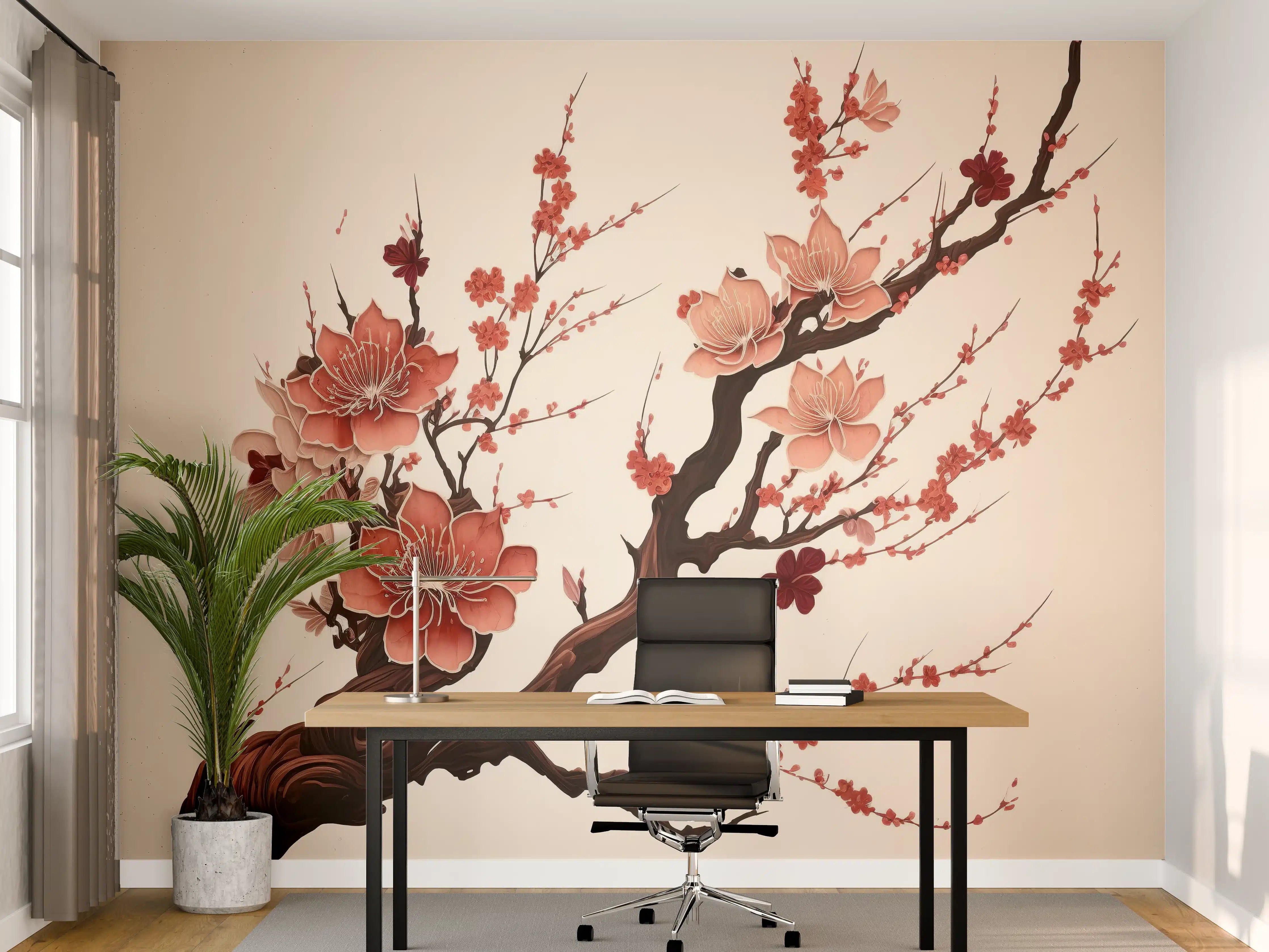 Büro Wandgestaltung - Sakura Kirschblüte Aquarell