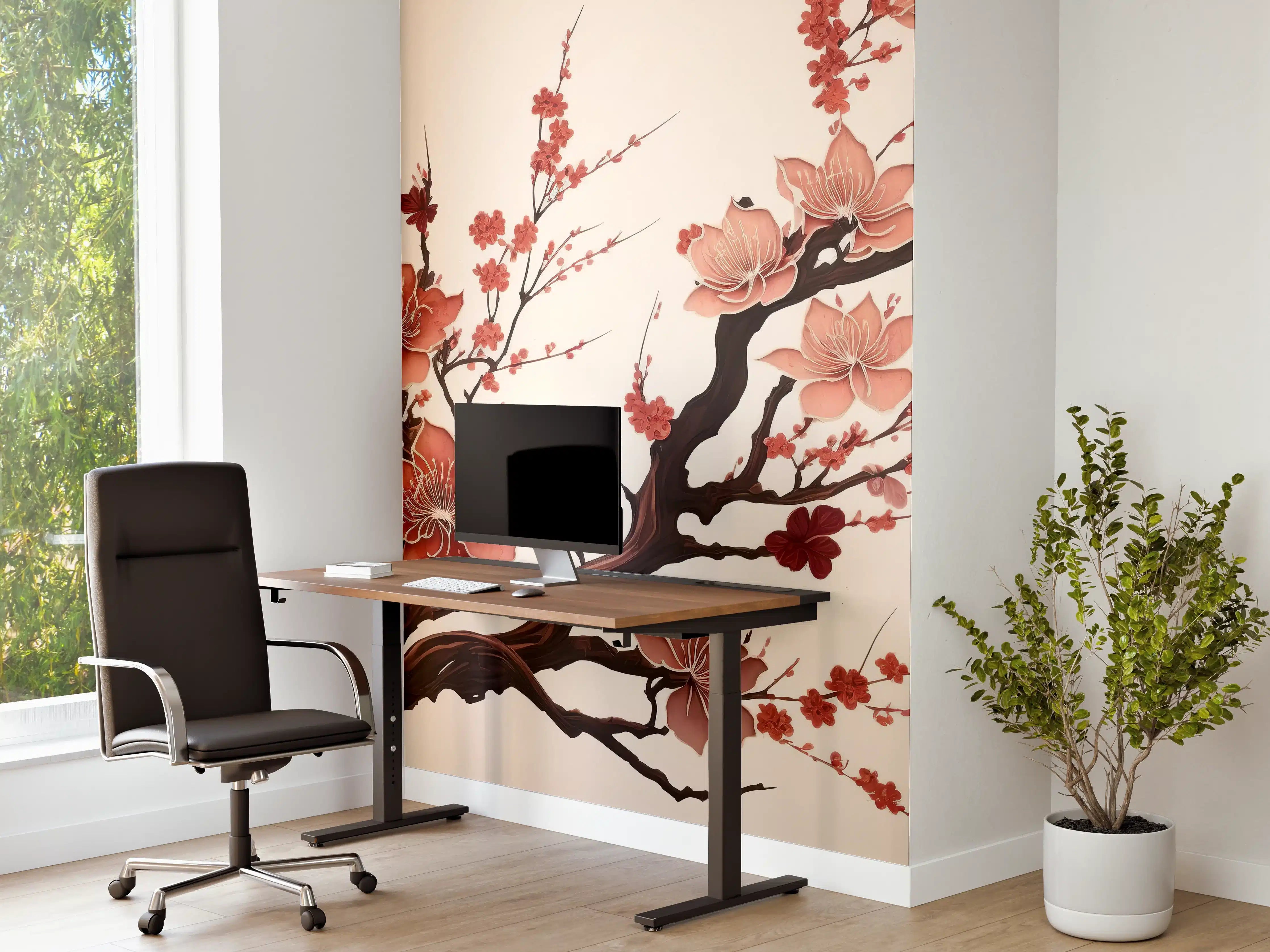 Büro Wandgestaltung - Sakura Kirschblüte Aquarell