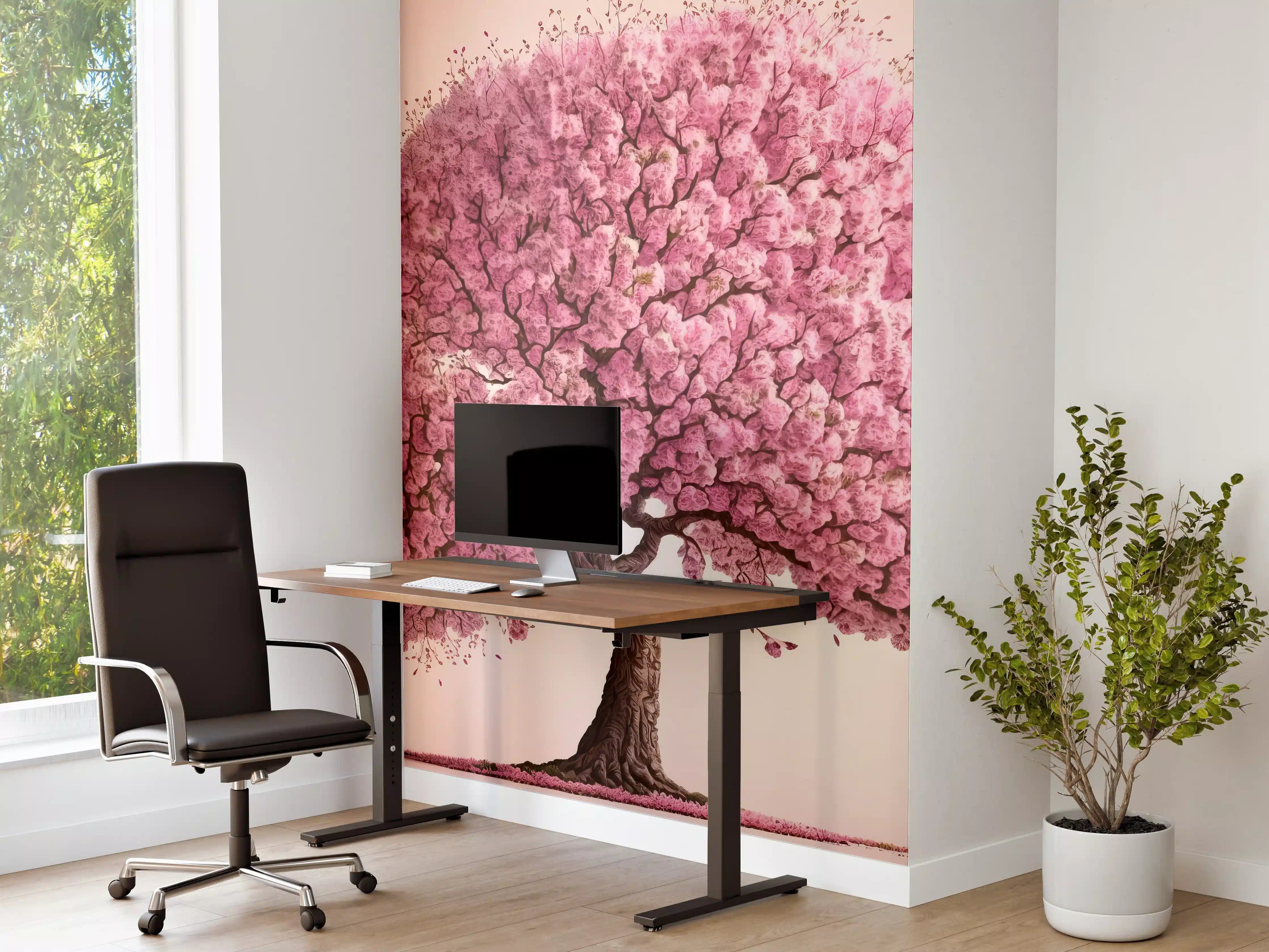 Büro Wandgestaltung - Sakura baum - KI generiert
