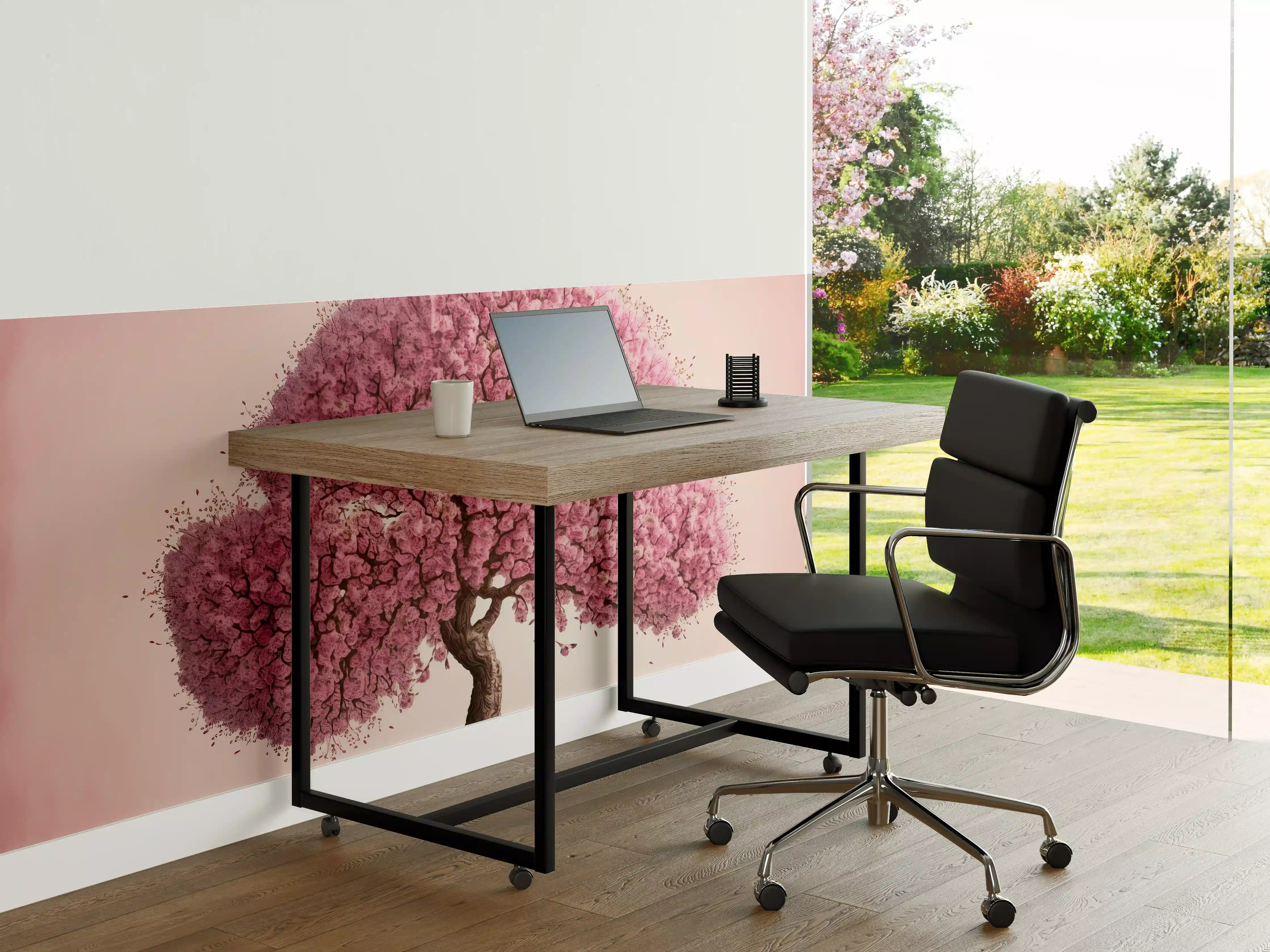 Büro Wandgestaltung - Sakura baum - KI generiert