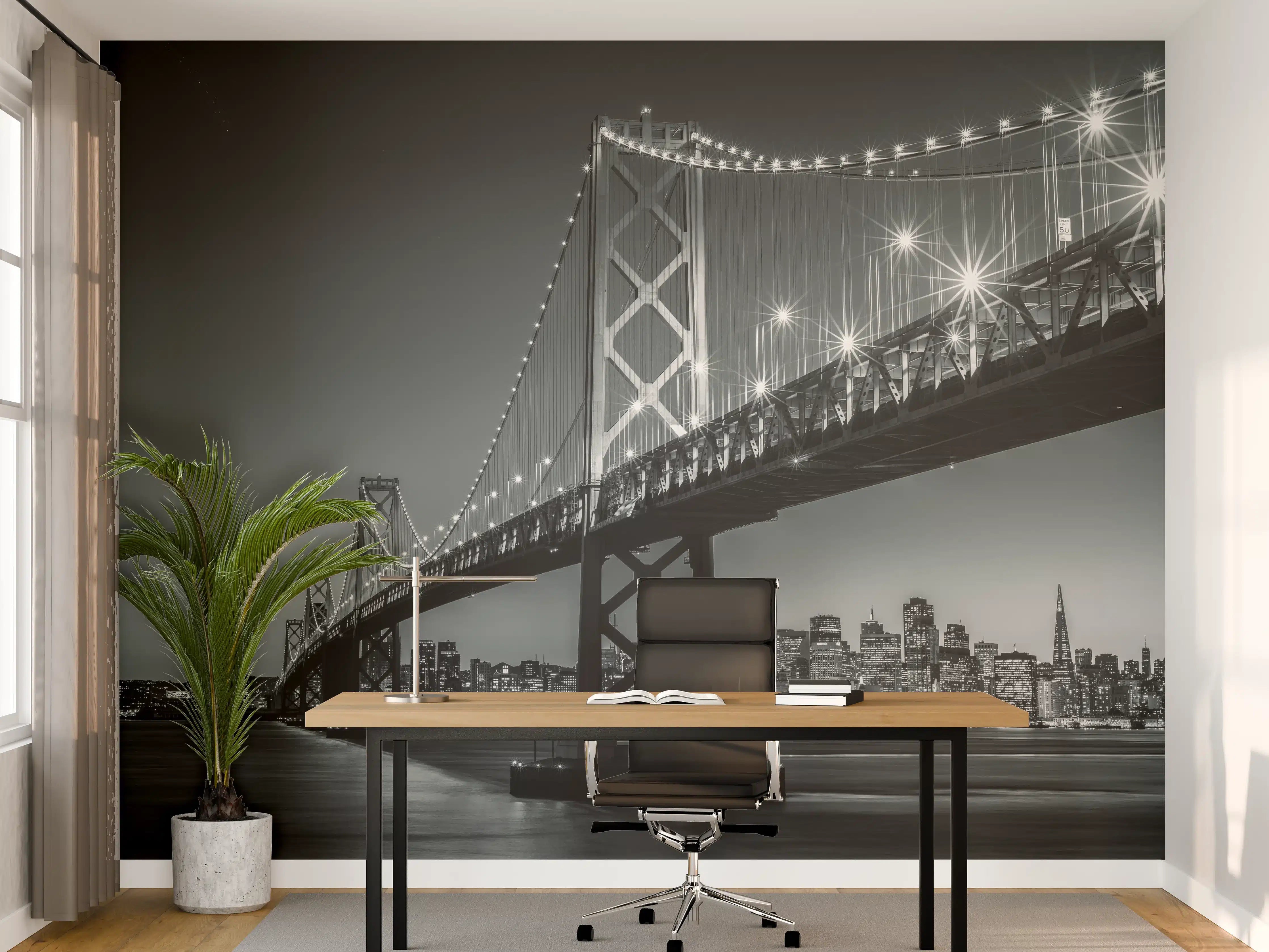 Büro Wandgestaltung - San Francisco Bay Bridge in Schwarz und Weiß