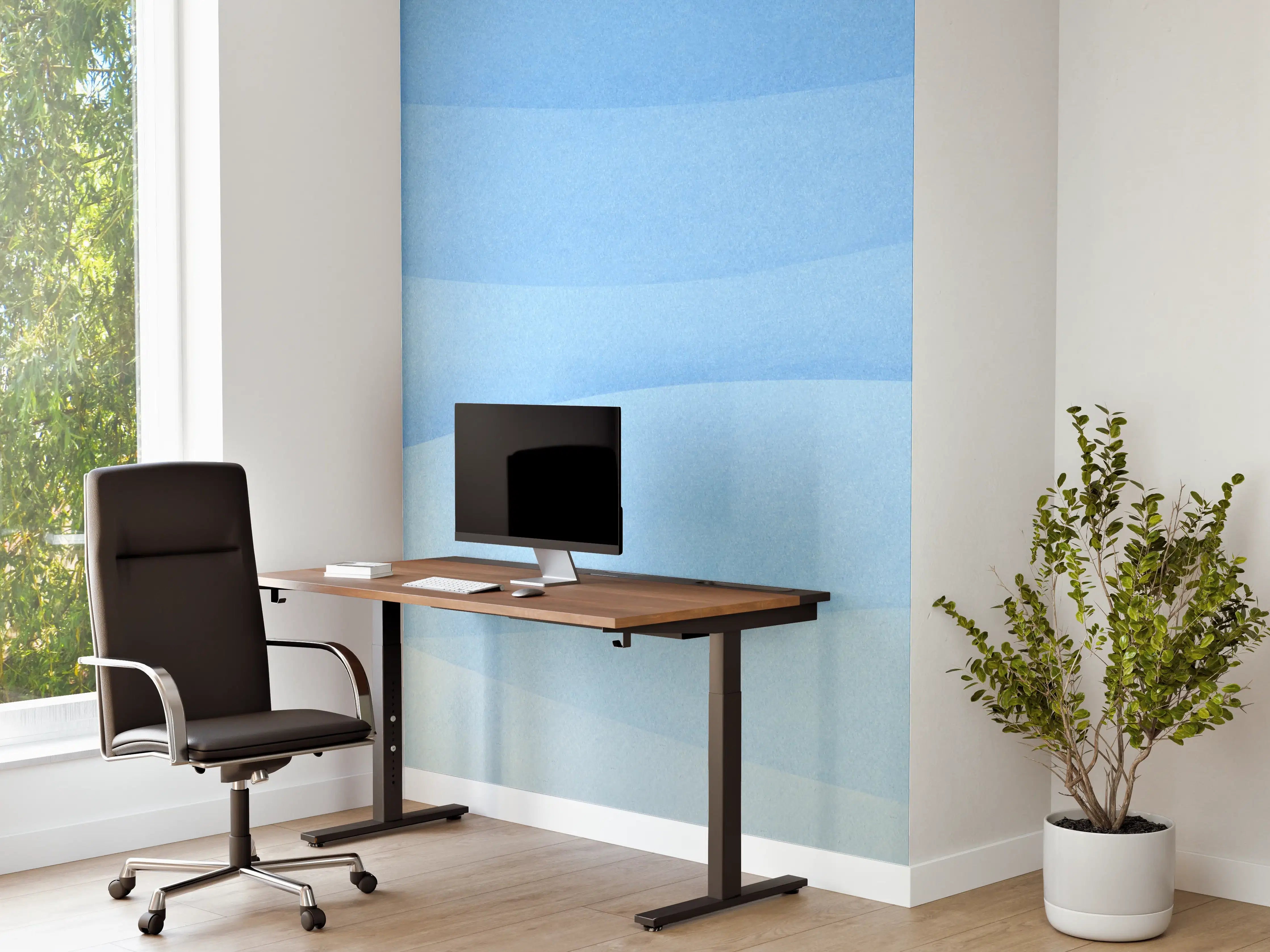 Büro Wandgestaltung - Sanfte Blau-Gradienten-Wellen