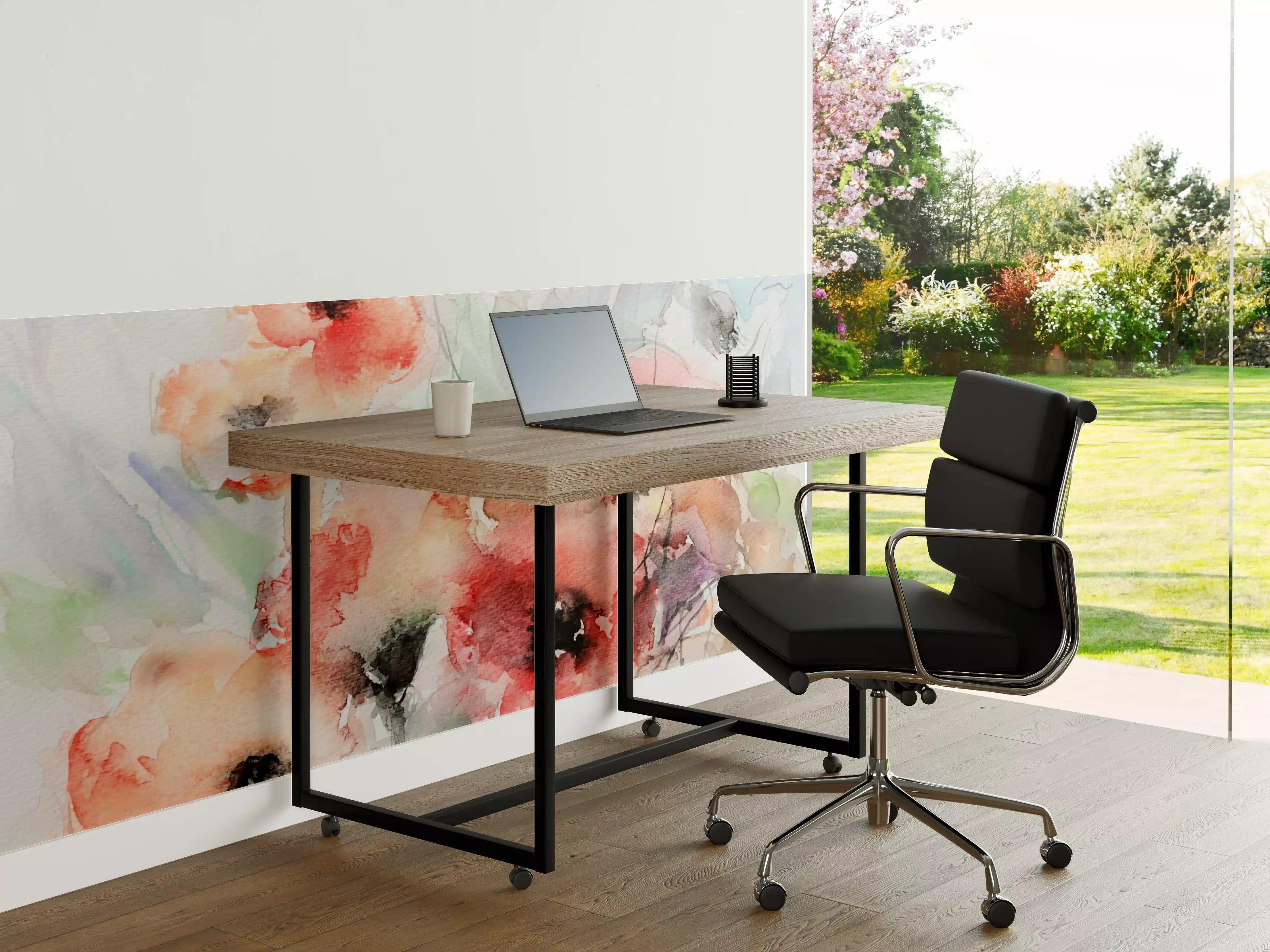 Büro Wandgestaltung - Sanfte Graupastellblumen