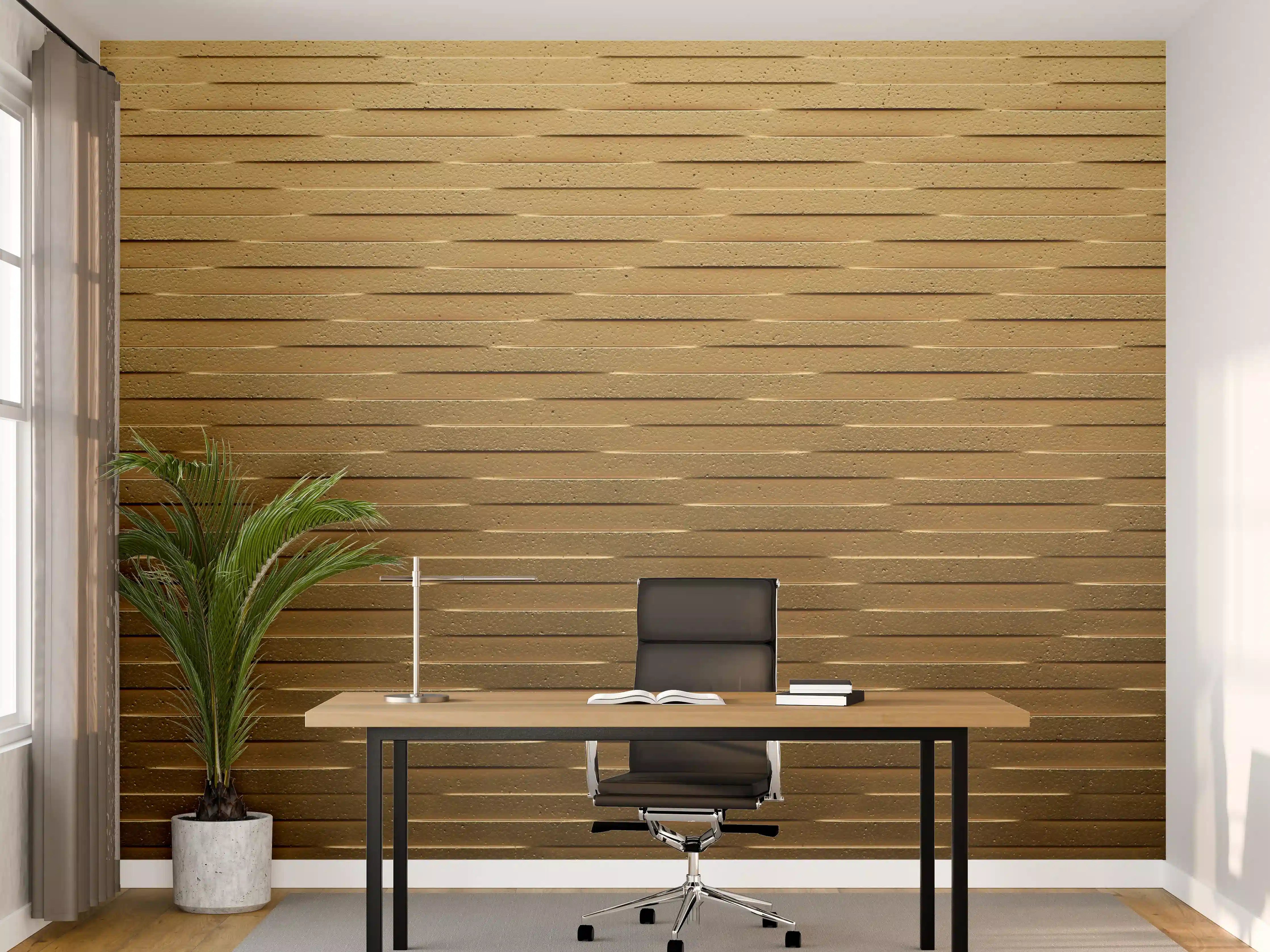 Büro Wandgestaltung - Sanfte Grautöne & Holzmaserung
