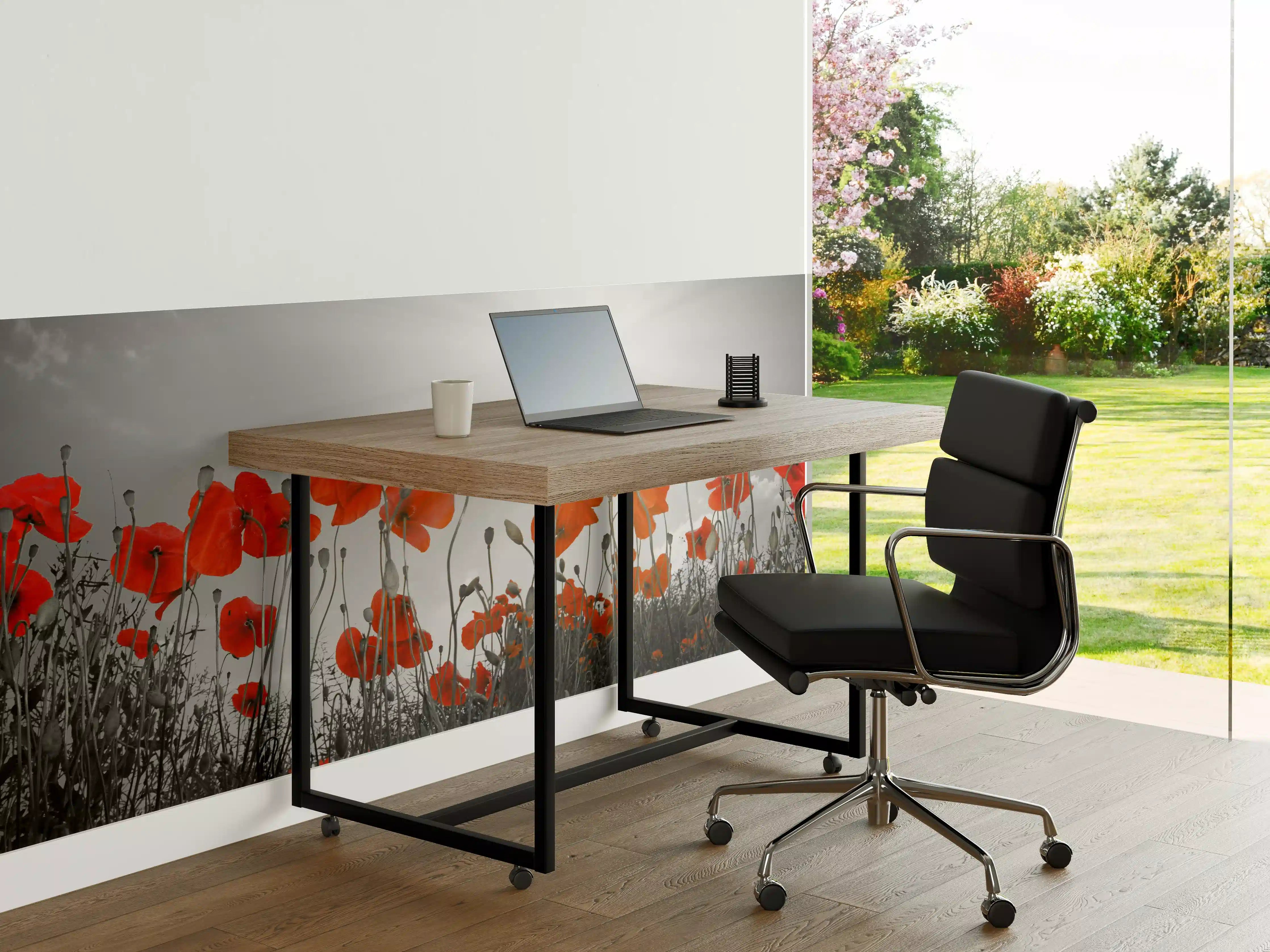 Büro Wandgestaltung - Sanfte Mohnblumen im Grau