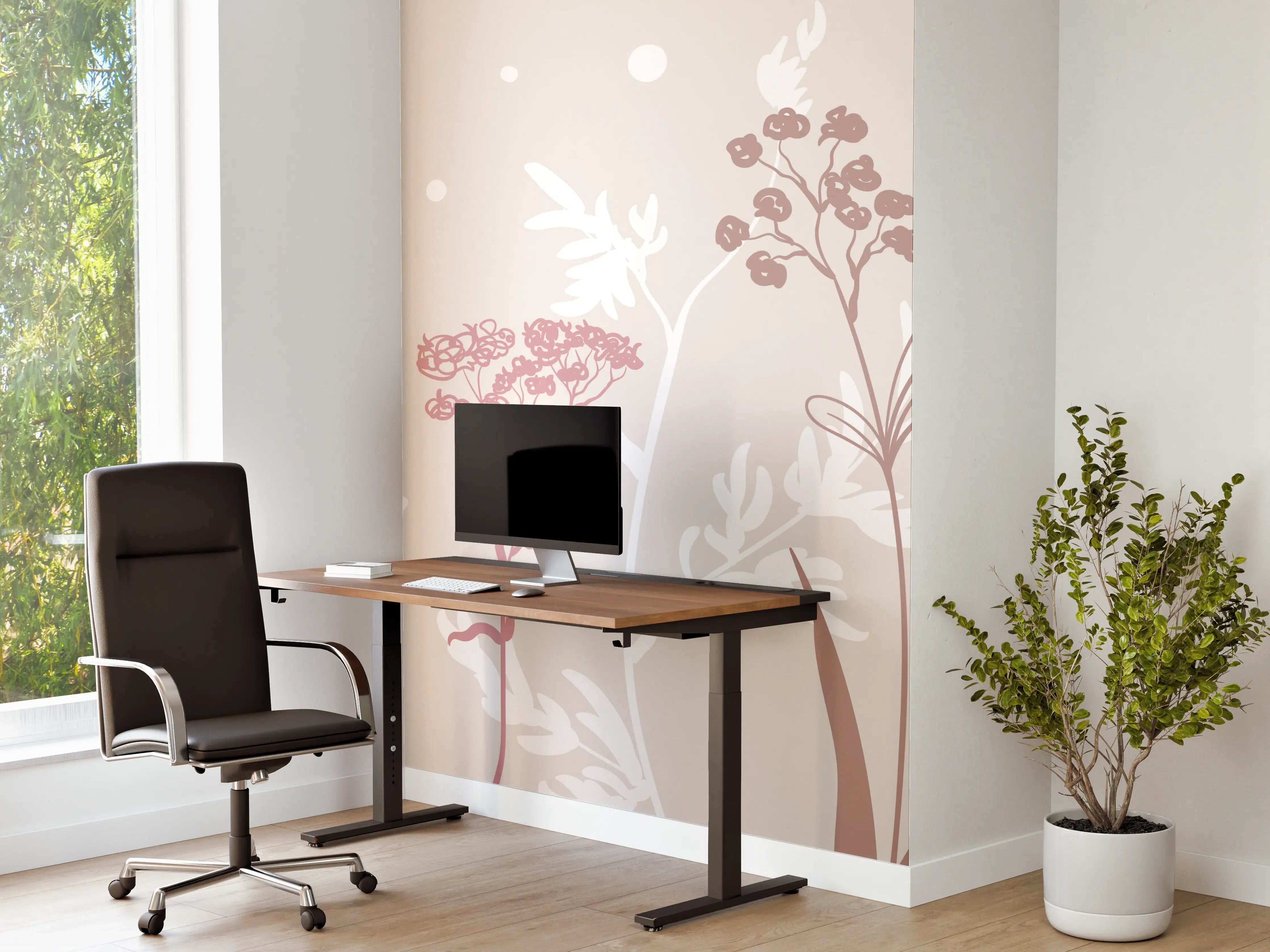 Büro Wandgestaltung - Sanfte Pastell-Blumen-Illustration