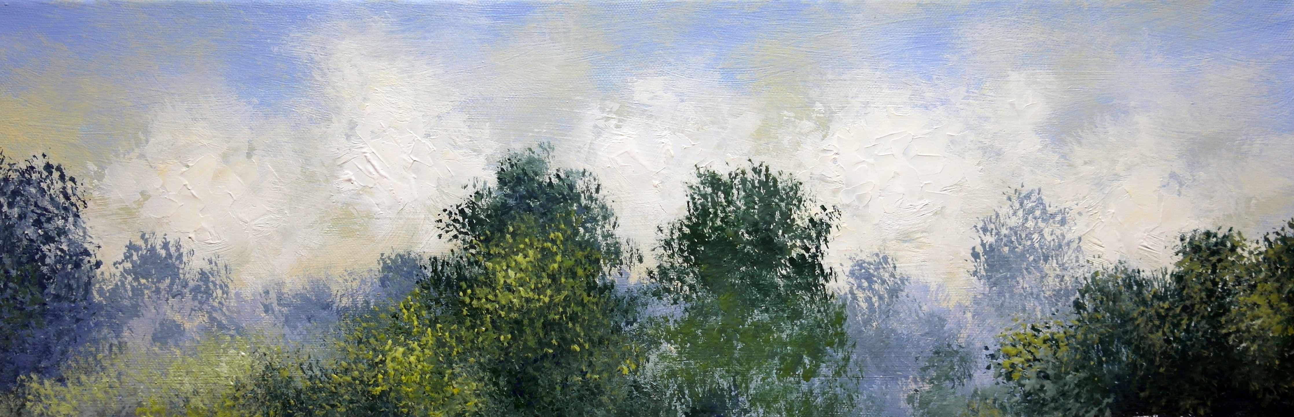 Büro Wandgestaltung-Sanfte Waldlandschaft in Aquarelltechnik