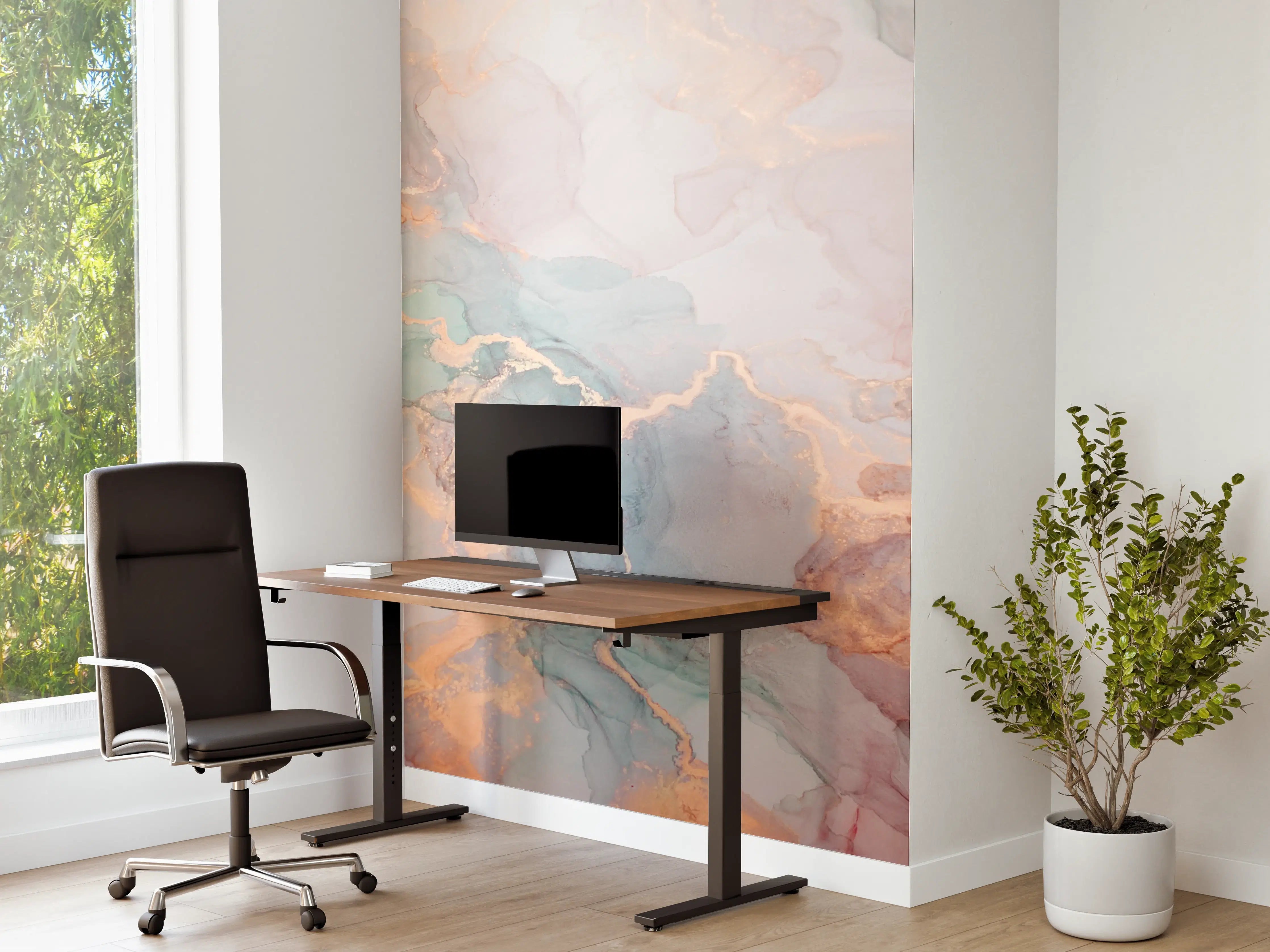 Büro Wandgestaltung - Sanfte Wasserfarben-Textur in Pastelltönen