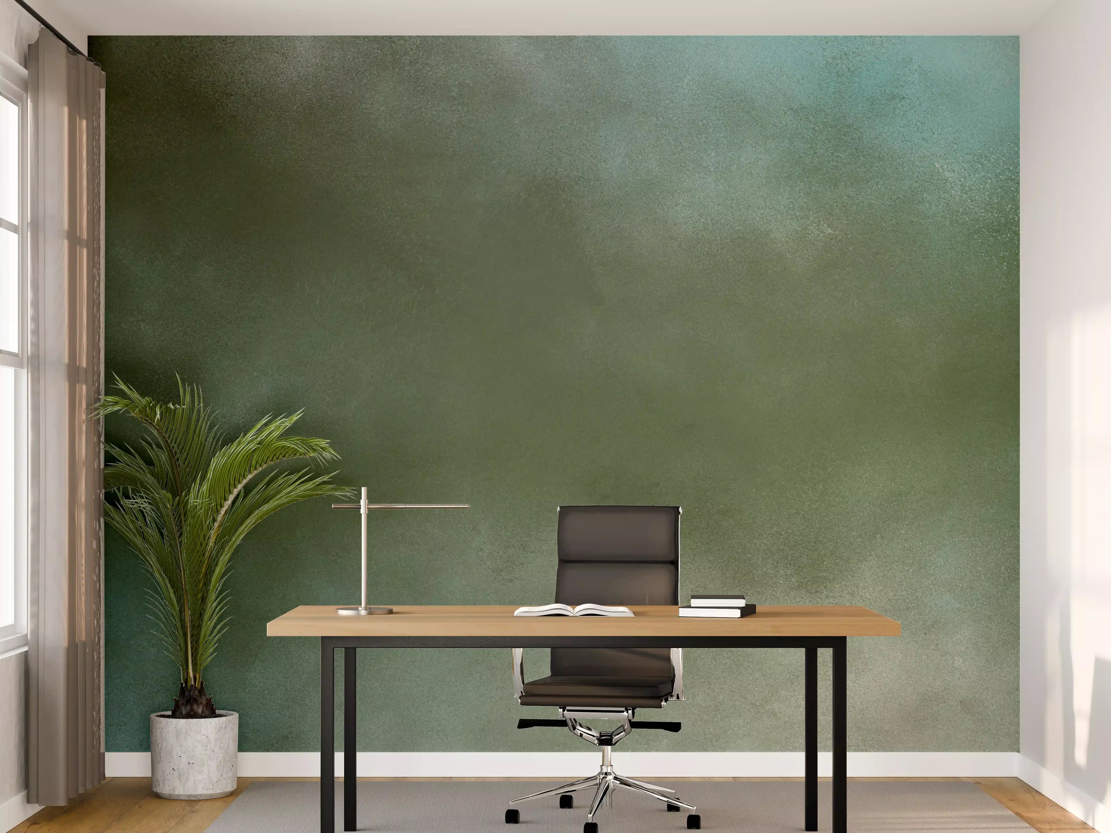 Büro Wandgestaltung - Sanfte Wasserfarben mit Blau- und Grüntönen