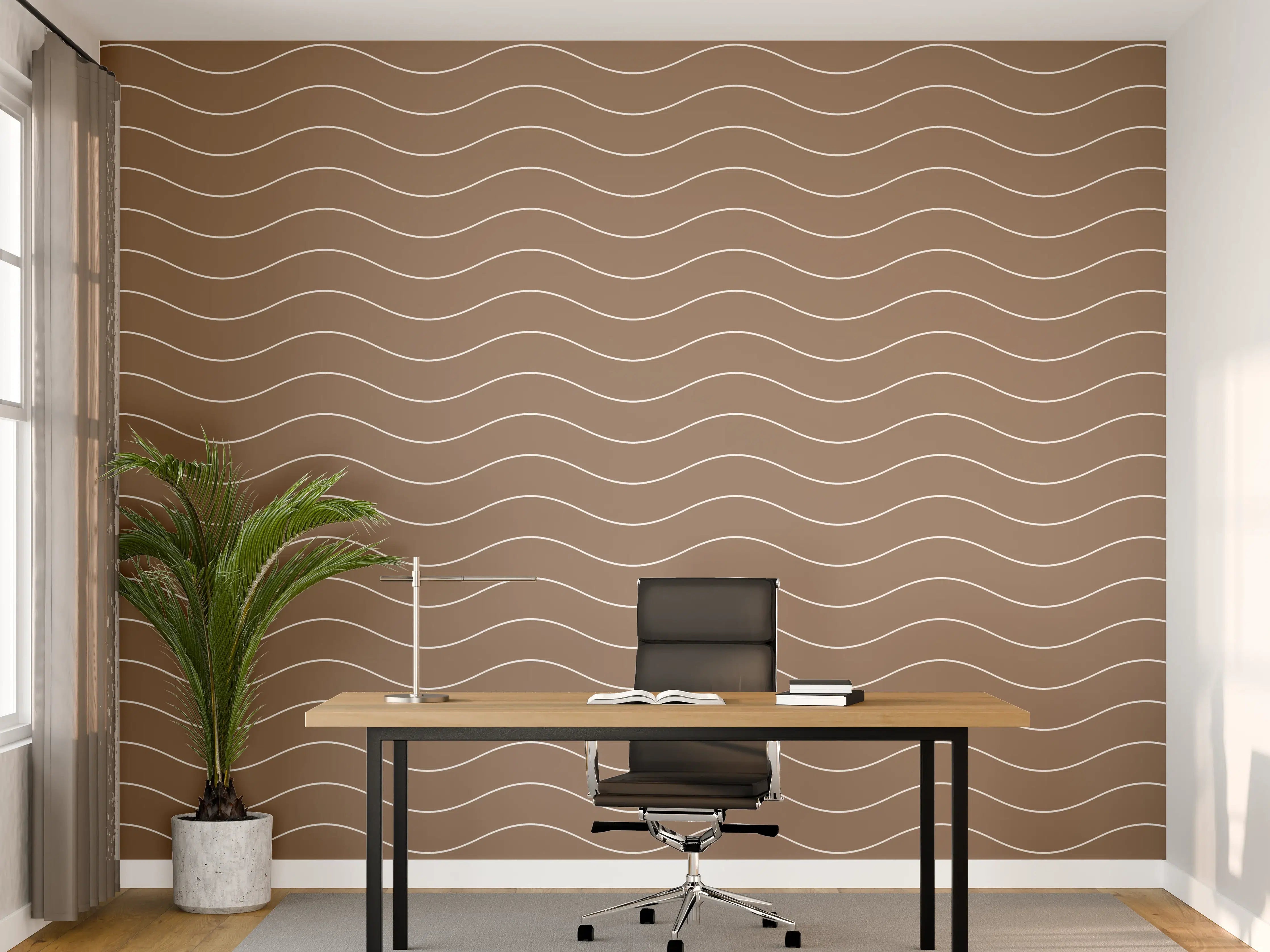 Büro Wandgestaltung - Sanfte Wasserwellen in Braun