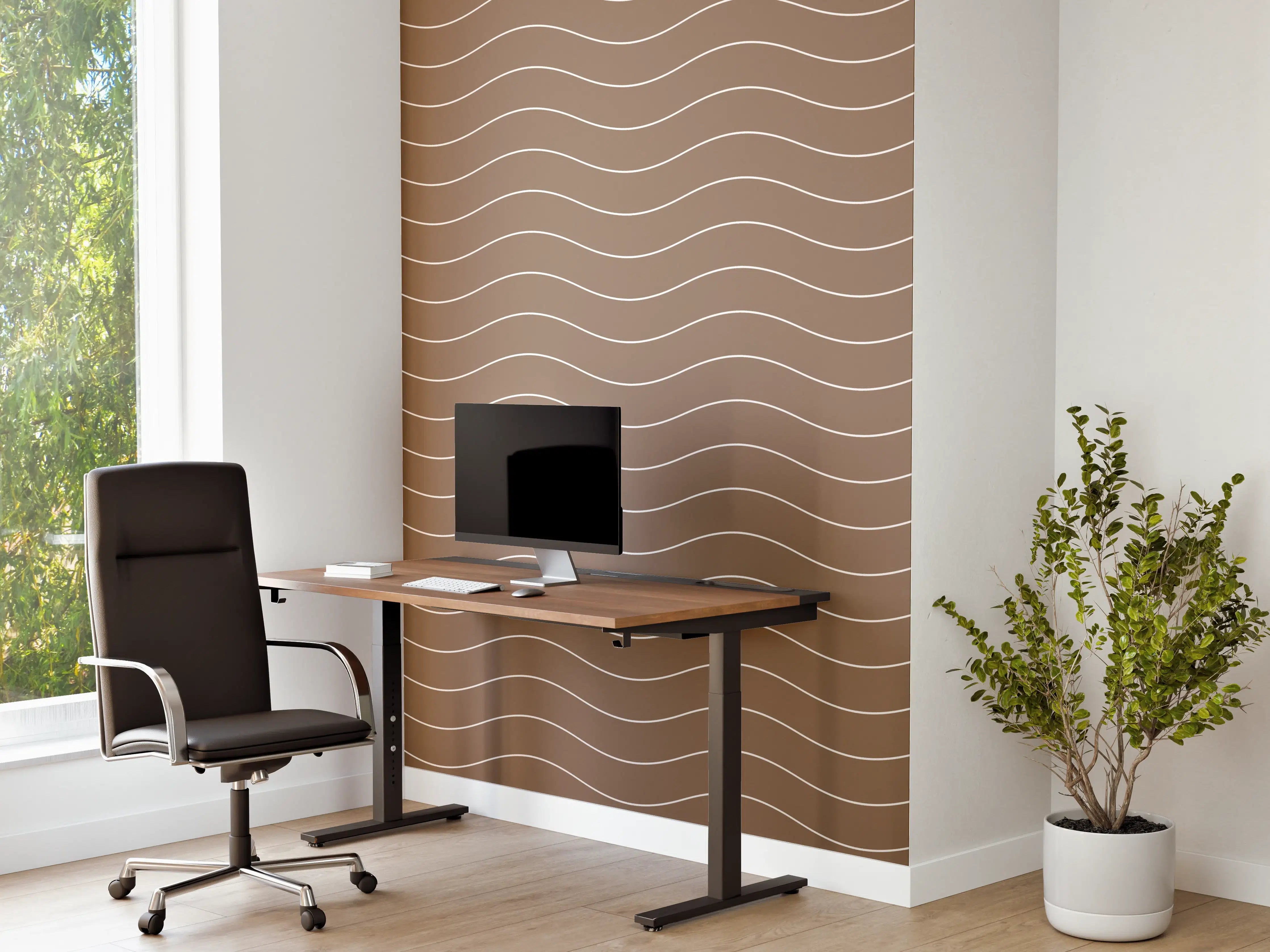 Büro Wandgestaltung - Sanfte Wasserwellen in Braun
