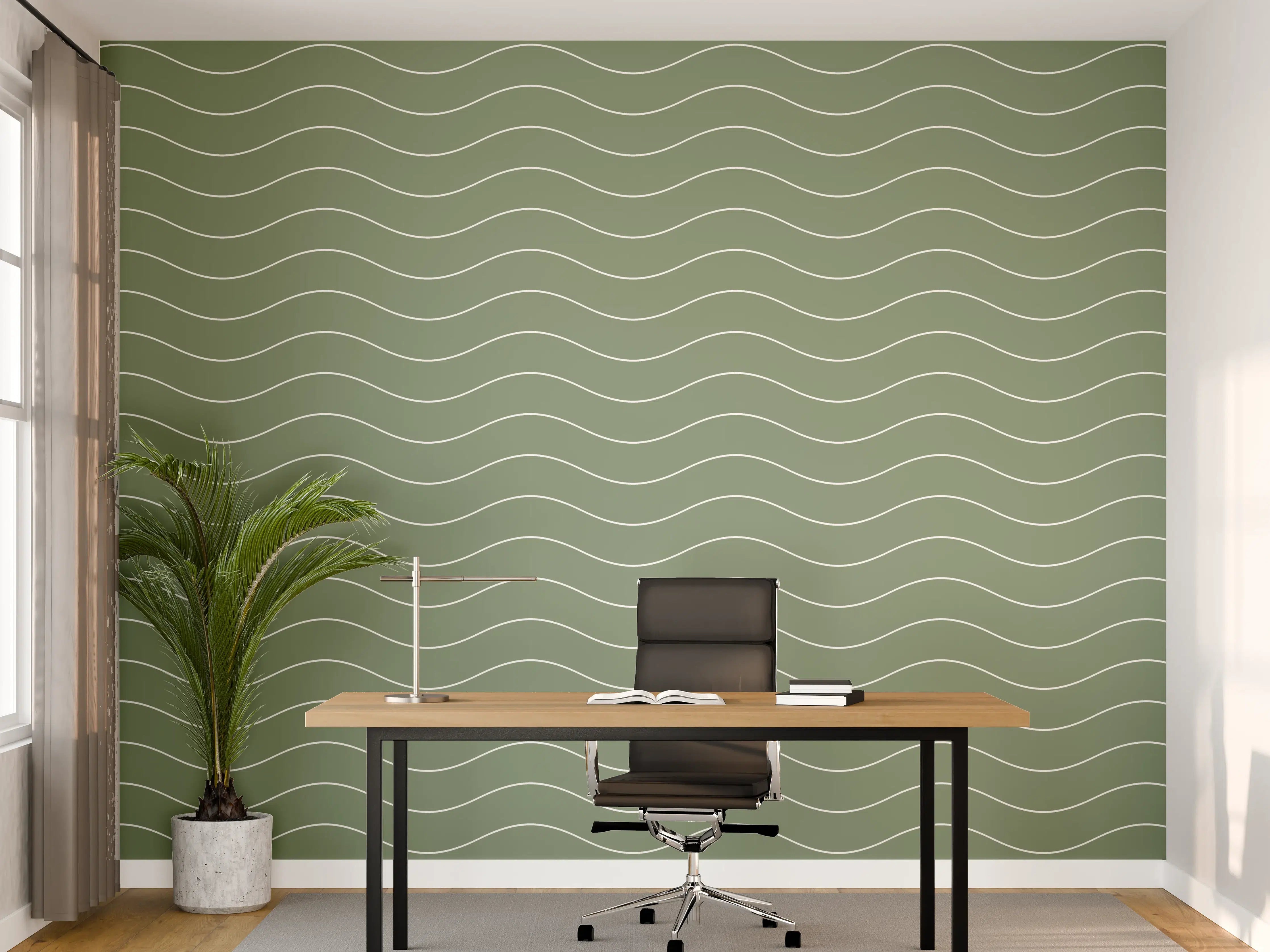 Büro Wandgestaltung - Sanfte Wasserwellen in Grün